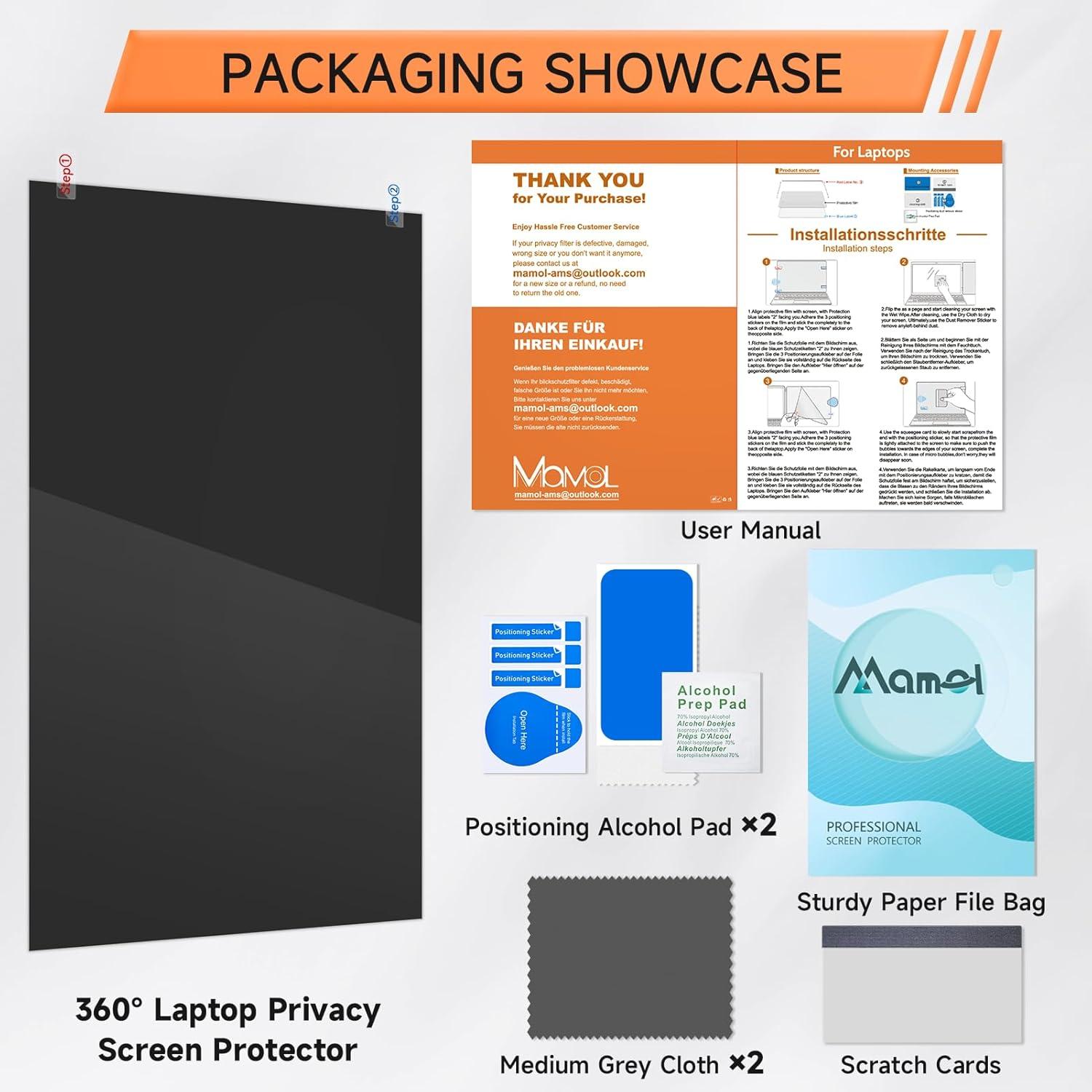 Filtro de Privacidad 360° Mamol para Laptop 14" 16:9 Antirreflejo