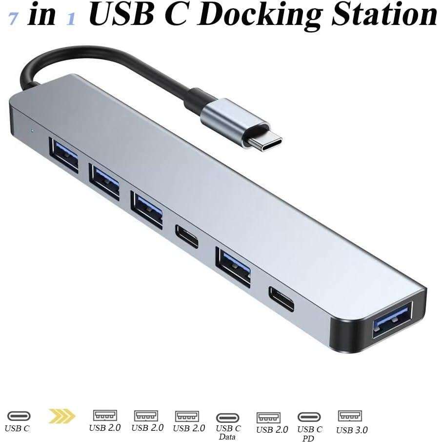 Adaptador USB C 7 en 1 MVBOONE con Carga Rápida y Puertos