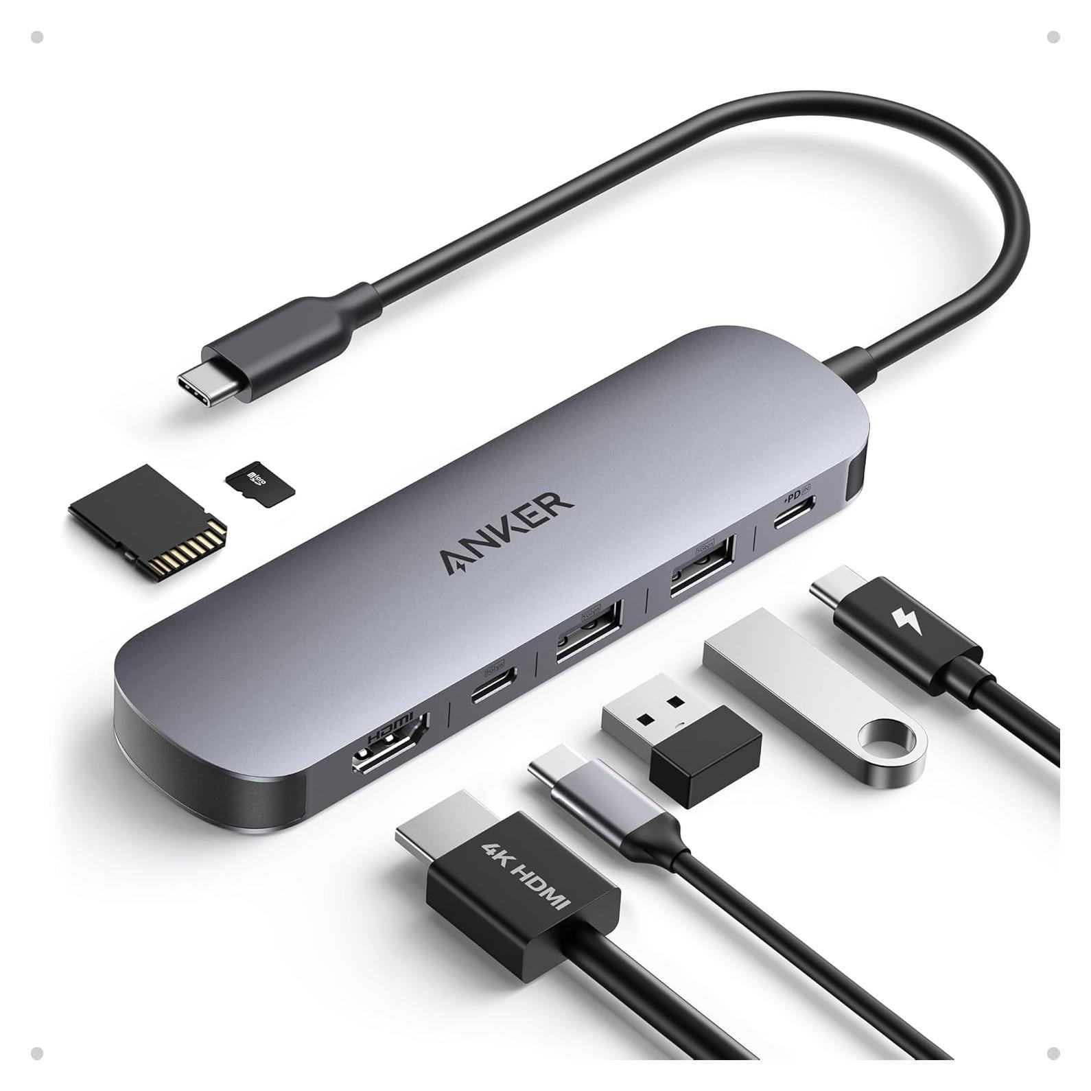 Hub USB-C Anker 7-en-1 con HDMI 4K, 85W Carga Rápida