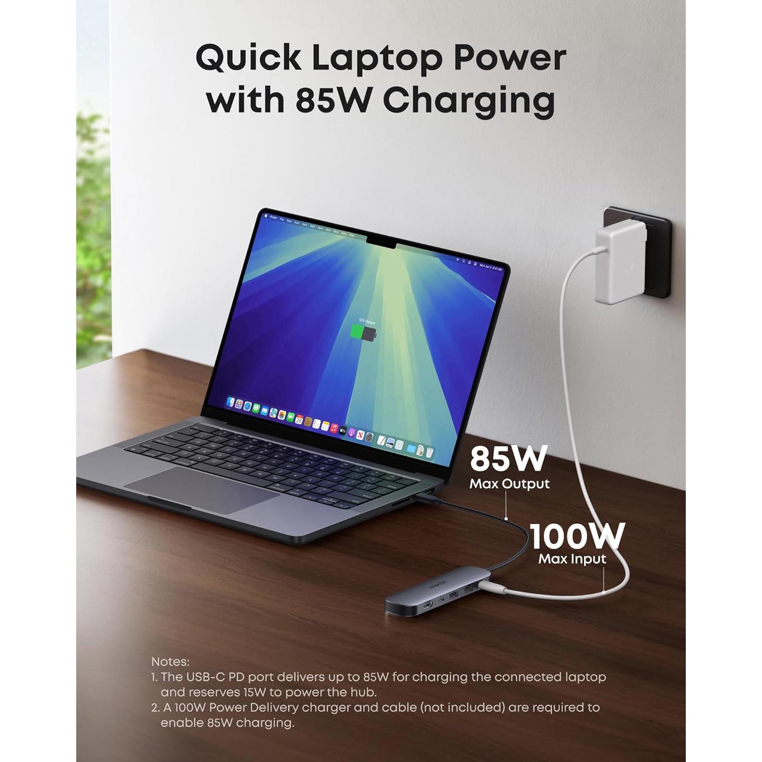 Hub USB-C Anker 7-en-1 con HDMI 4K, 85W Carga Rápida