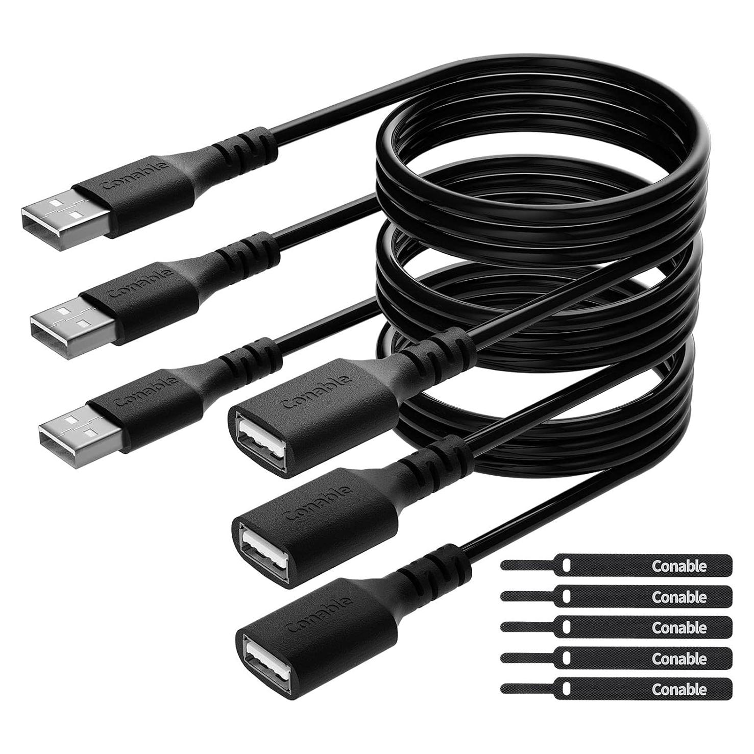 Paquete de 3 Cables de Extensión USB 2.0 Conable 1.83m
