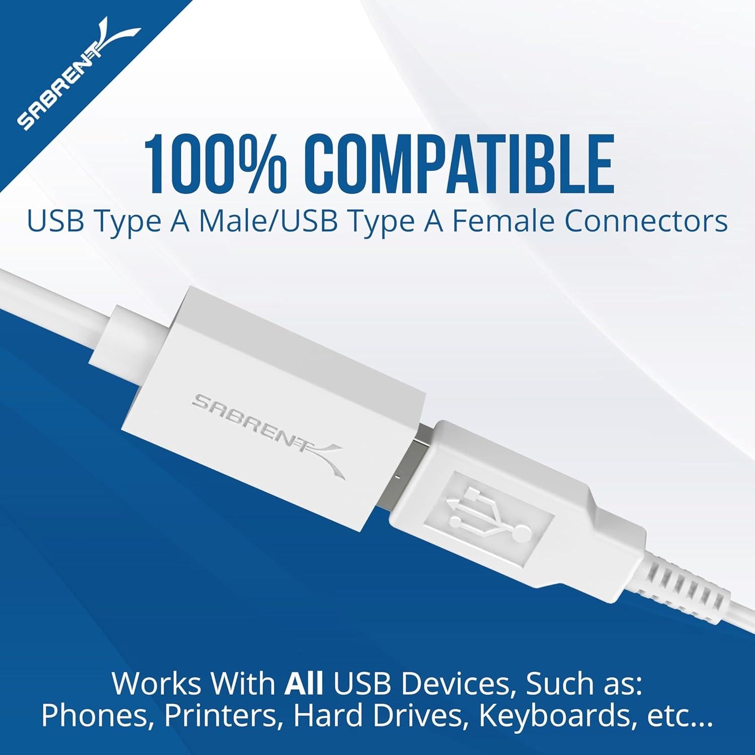 Cable de Extensión USB 3.0 Sabrent 0.91m Blanco CB-303W