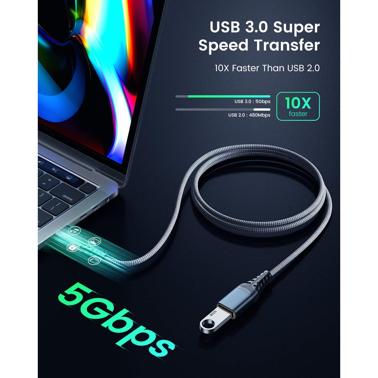 Cable de Extensión USB ANDTOBO 1.0m Tipo A Macho a Hembra