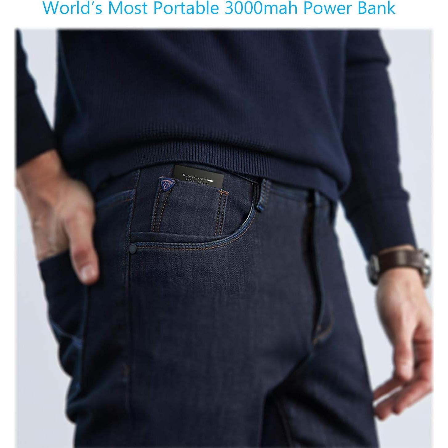 Banco de Poder Attom Tech 3000mAh Doble Salida USB Negro