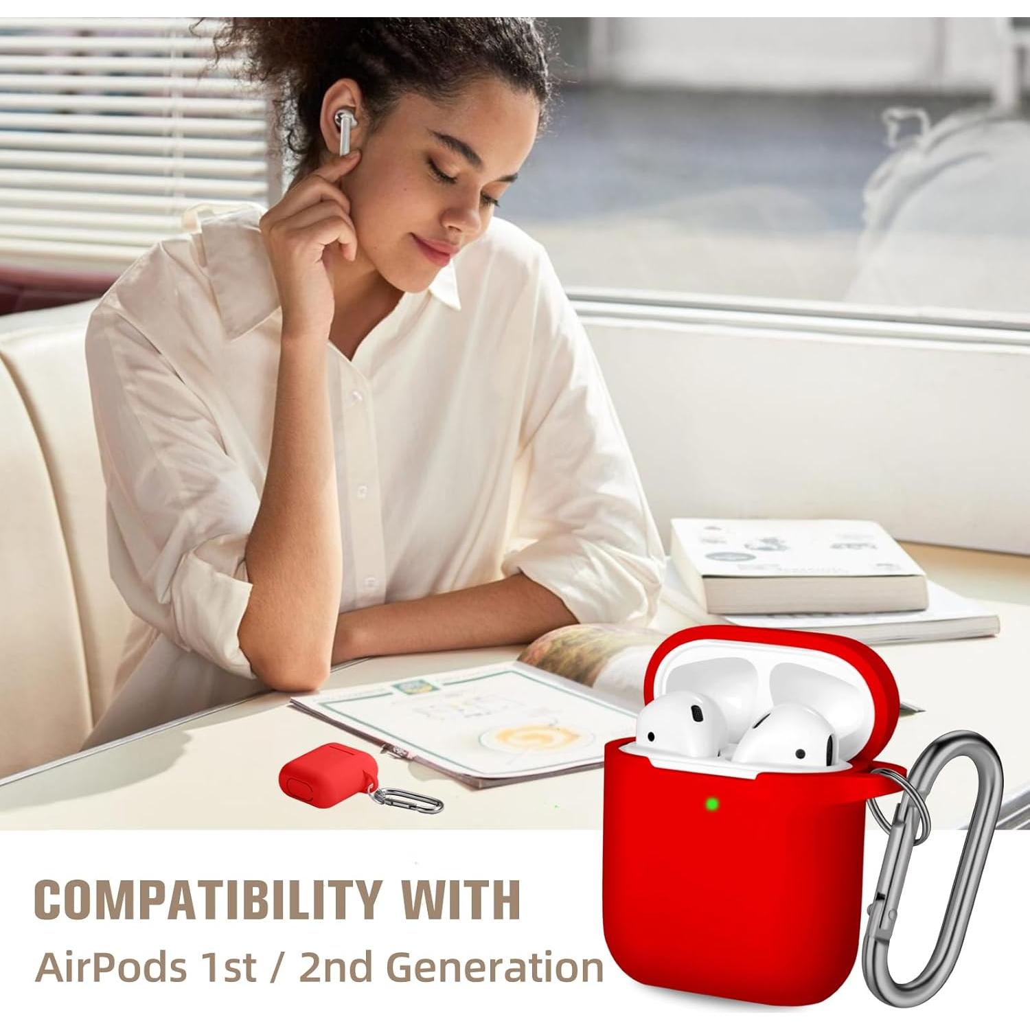 Funda Protectora de Silicona Hamile para AirPods Rojo