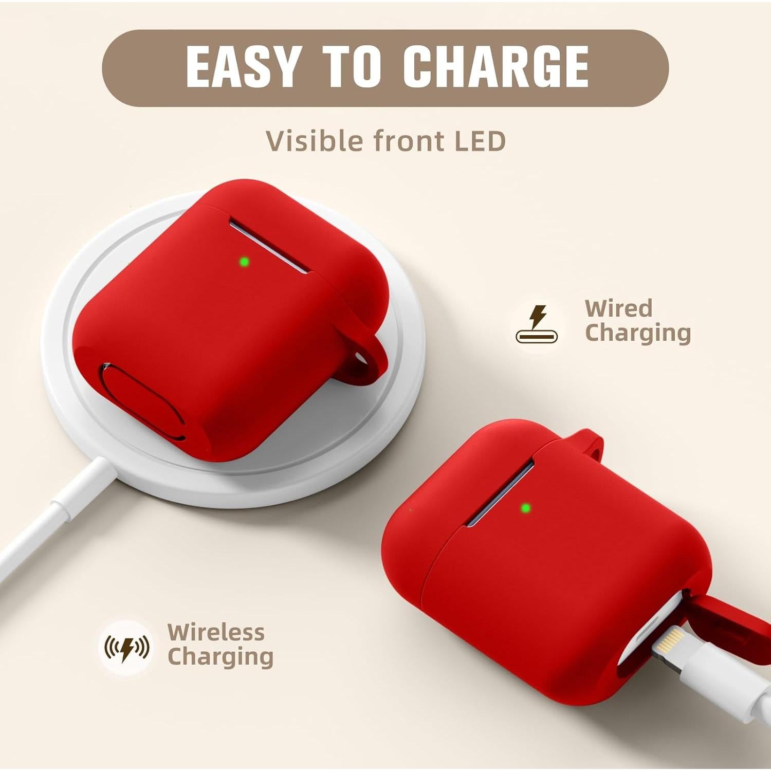 Funda Protectora de Silicona Hamile para AirPods Rojo