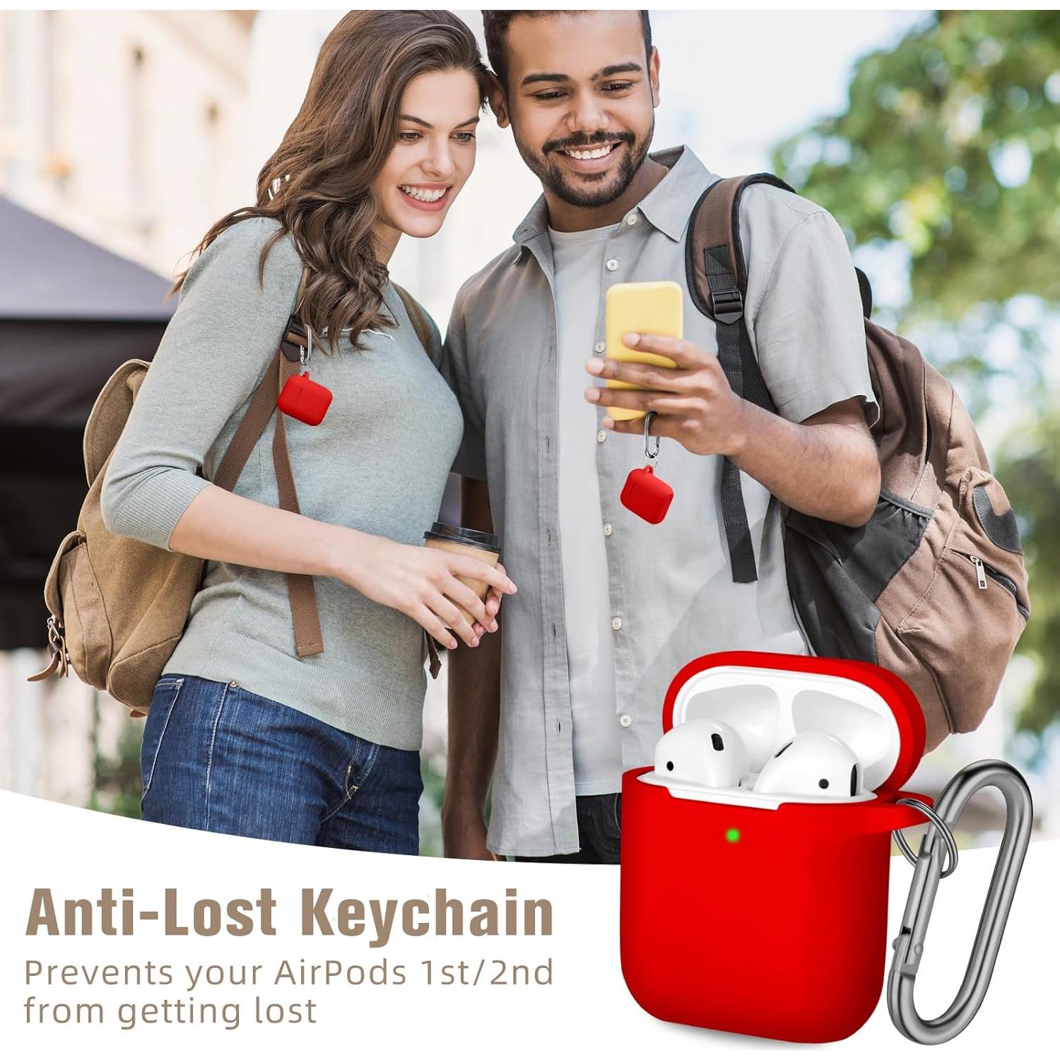 Funda Protectora de Silicona Hamile para AirPods Rojo