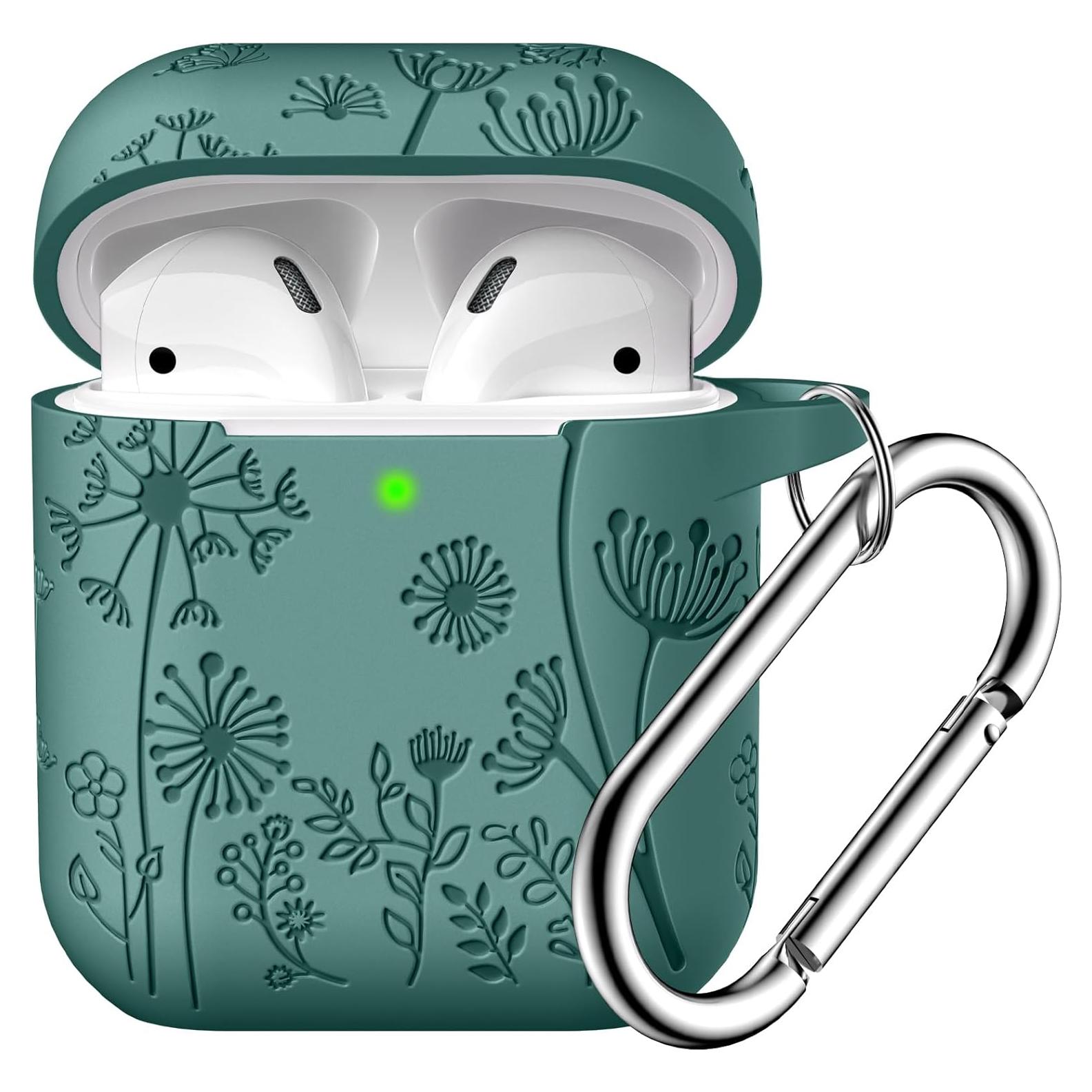 Funda de Silicona Grabada Lerobo para AirPods 1ª/2ª Gen Verde Pino