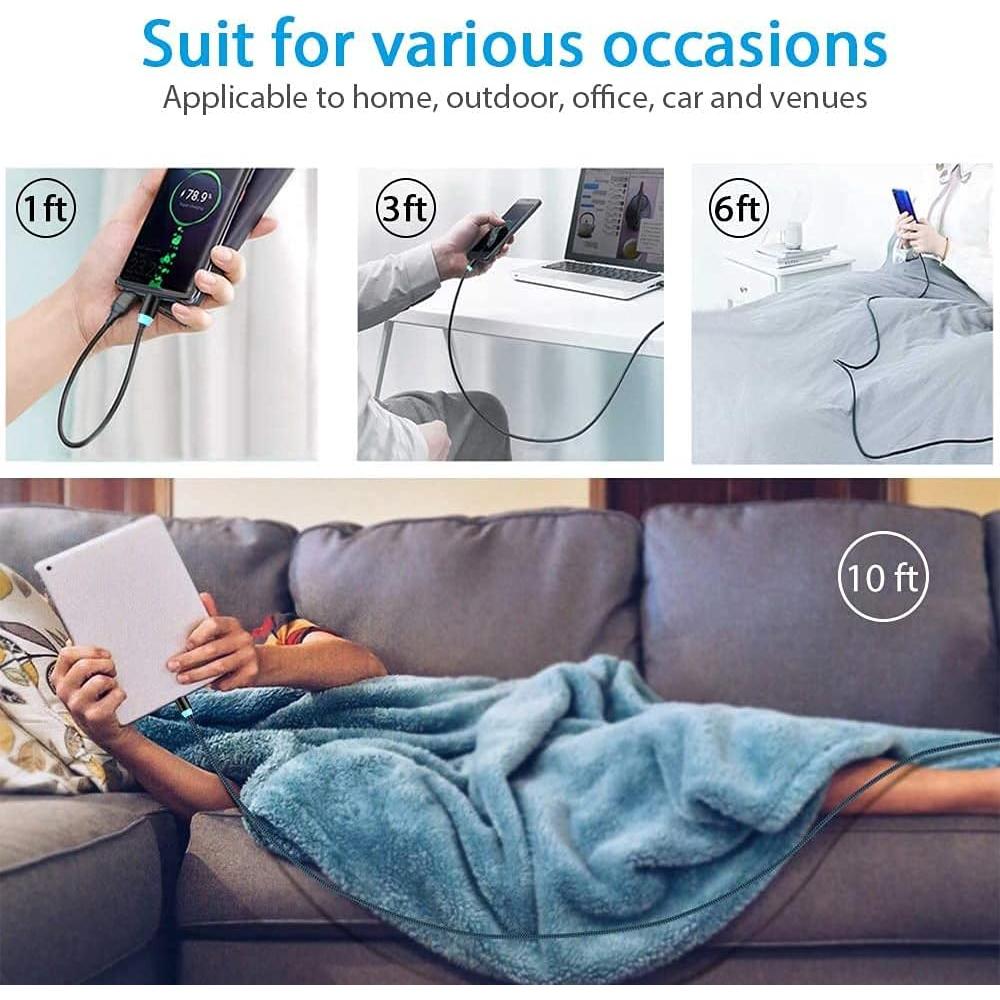 Cable de Carga Magnético Terasako 4-Pack 30cm a 183cm