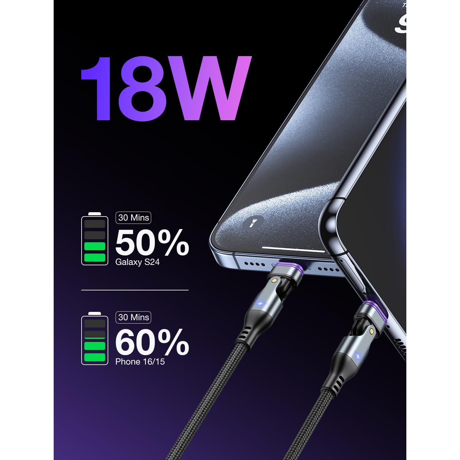 Cable de Carga Magnético AUFU USB C 16PIN 3Pack 1m 2m