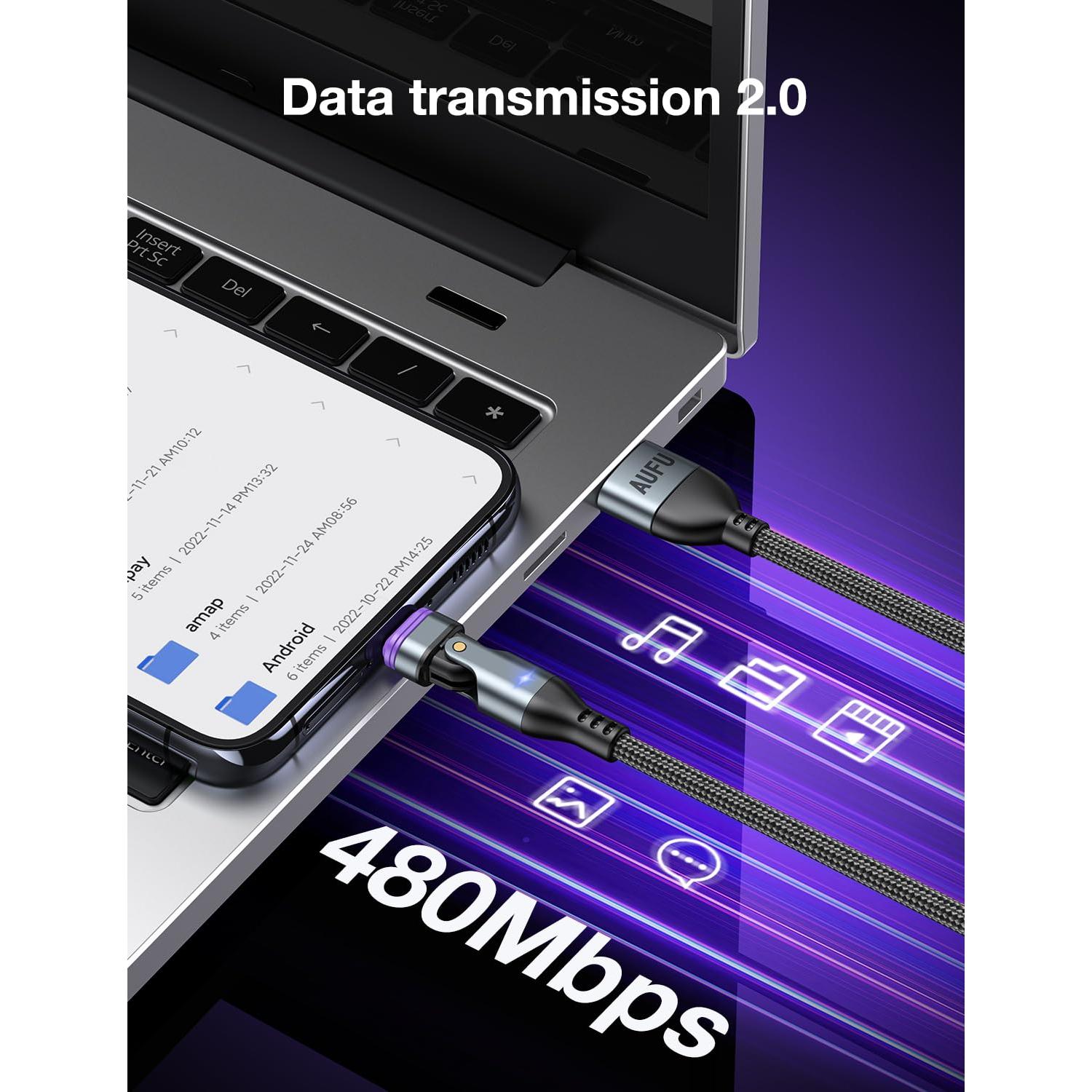 Cable de Carga Magnético AUFU USB C 16PIN 3Pack 1m 2m