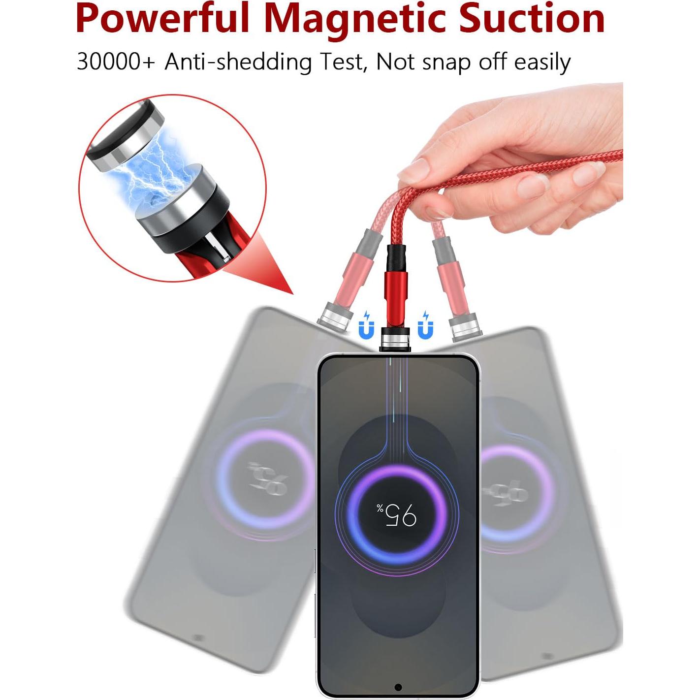 Cable de Carga Magnético SUNTAIHO 3 en 1 Rojo 0.49m a 3.0m