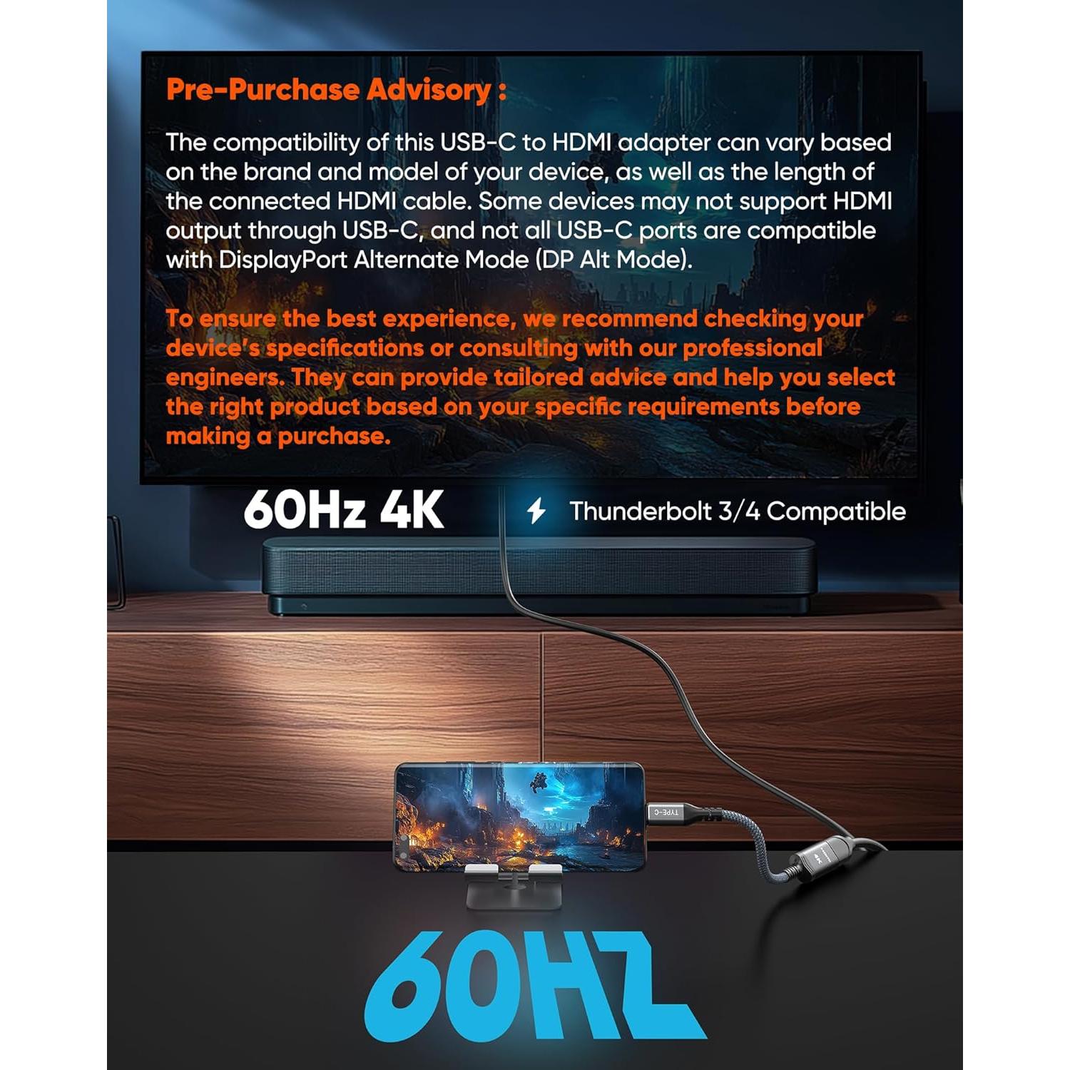 Adaptador USB C a HDMI Highwings 4K 60Hz Compatible iPhone MacBook