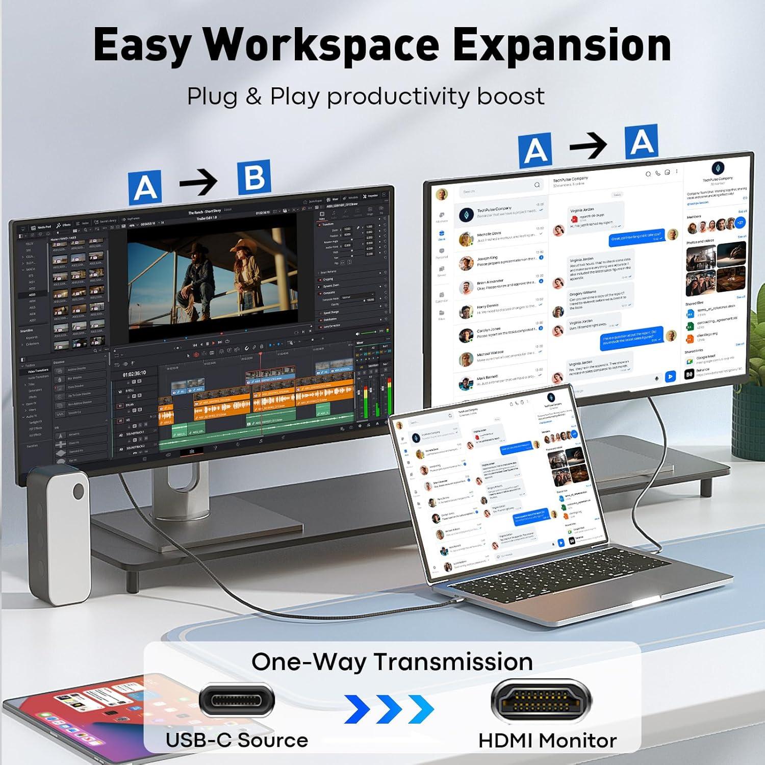 Cable USB C a HDMI 1.83m UANTIN 4K Compatible Thunderbolt