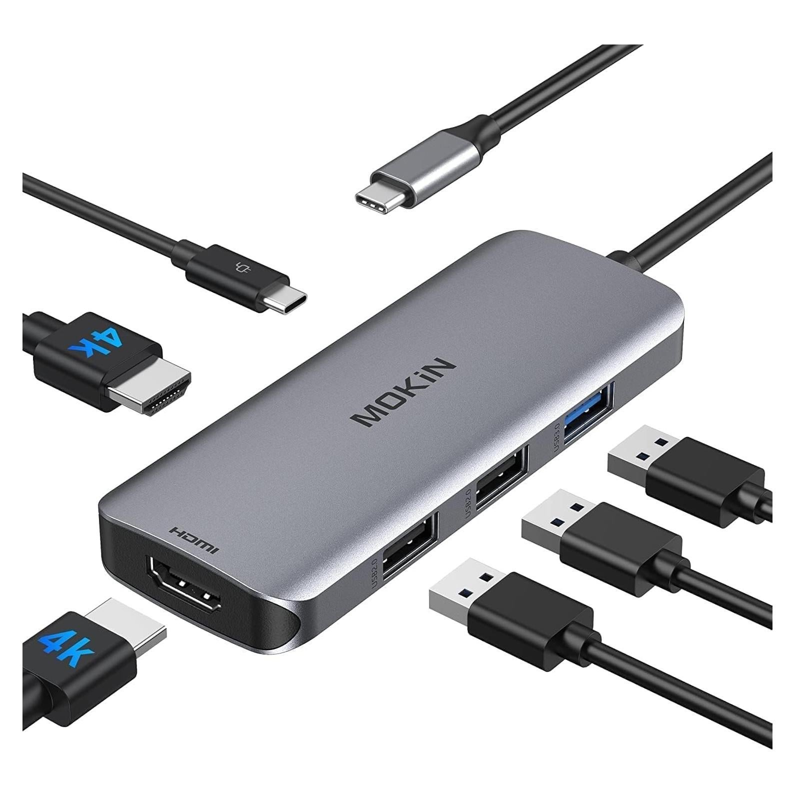 Adaptador USB C a Doble HDMI MOKiN 6 en 1 4K 60Hz