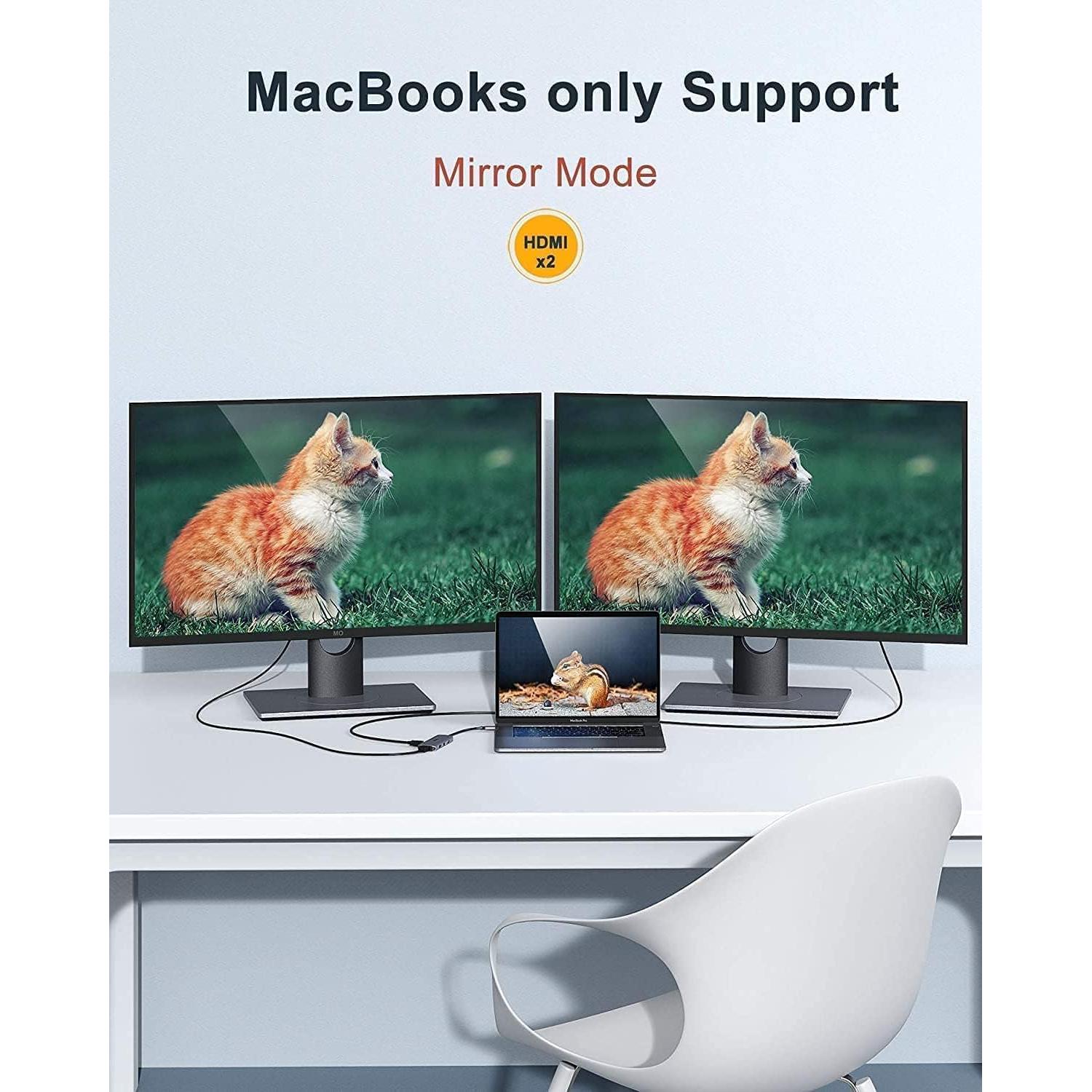 Adaptador USB C a Doble HDMI MOKiN 6 en 1 4K 60Hz