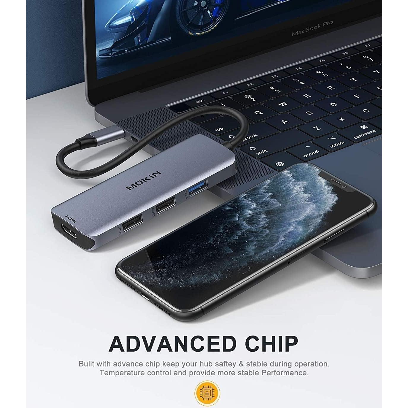 Adaptador USB C a Doble HDMI MOKiN 6 en 1 4K 60Hz