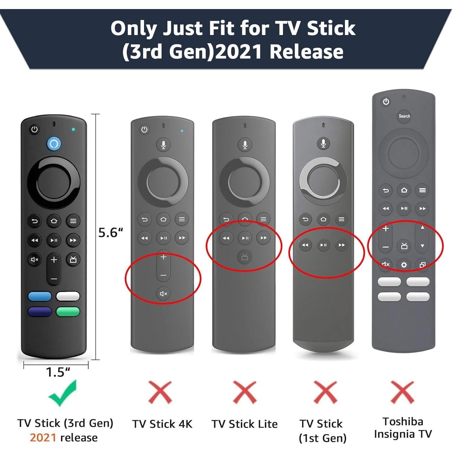 Paquete de 3 fundas de silicona para control remoto Fire Stick