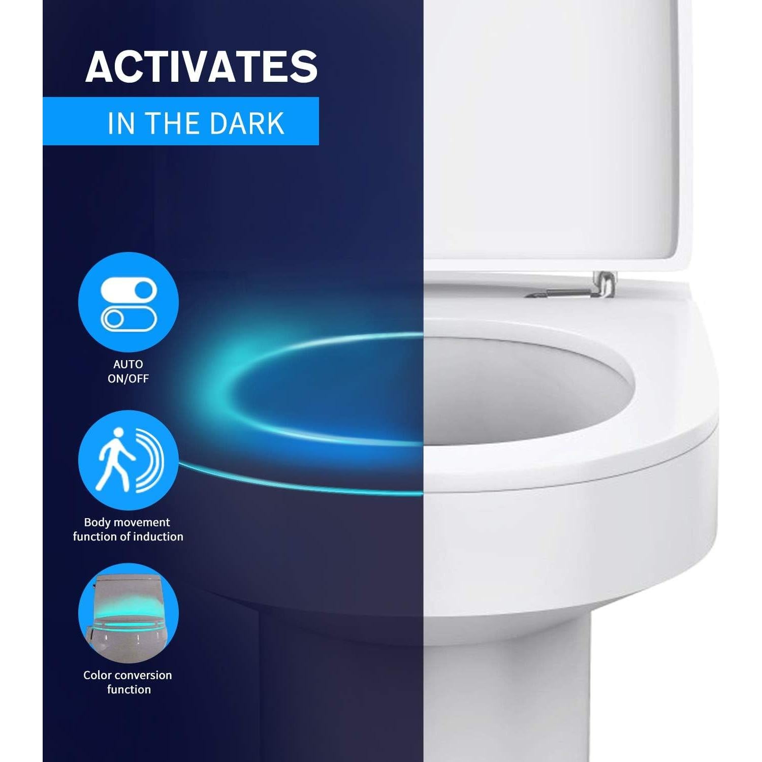 Luz Nocturna para Inodoro Aanrasey LED 8 Colores Sensor Movimiento