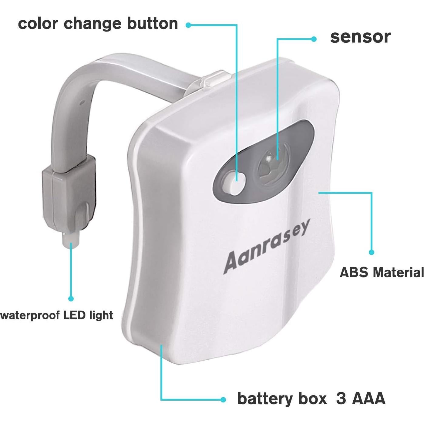Luz Nocturna para Inodoro Aanrasey LED 8 Colores Sensor Movimiento