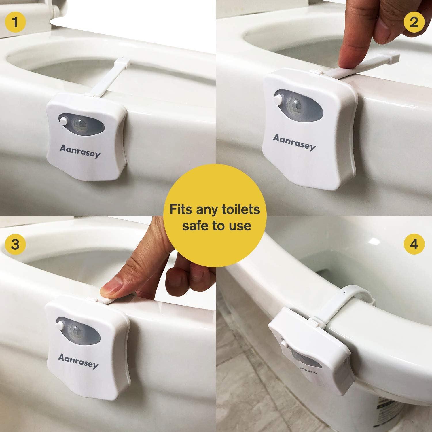 Luz Nocturna para Inodoro Aanrasey LED 8 Colores Sensor Movimiento