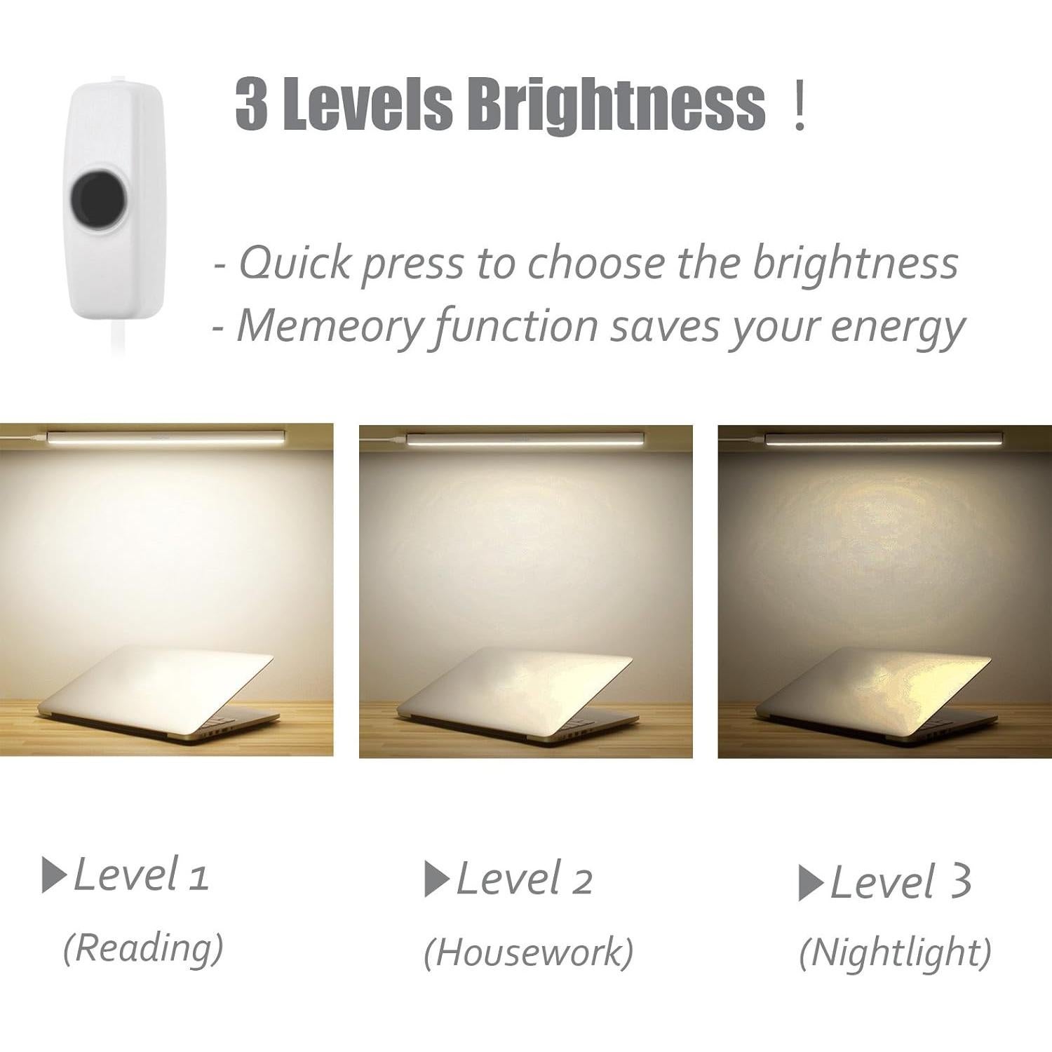 Barra de Luz LED ASOKO 30 cm Regulable 5000K USB para Gabinete