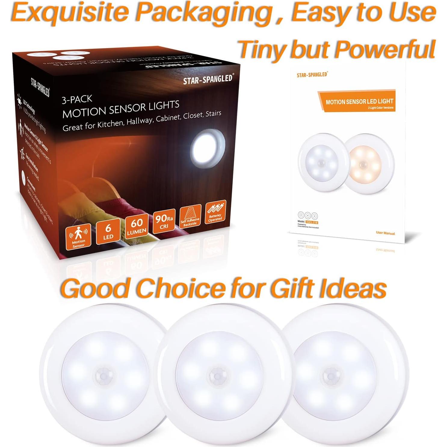 Luz LED con Sensor de Movimiento Lucha Estrellada 3 Unidades