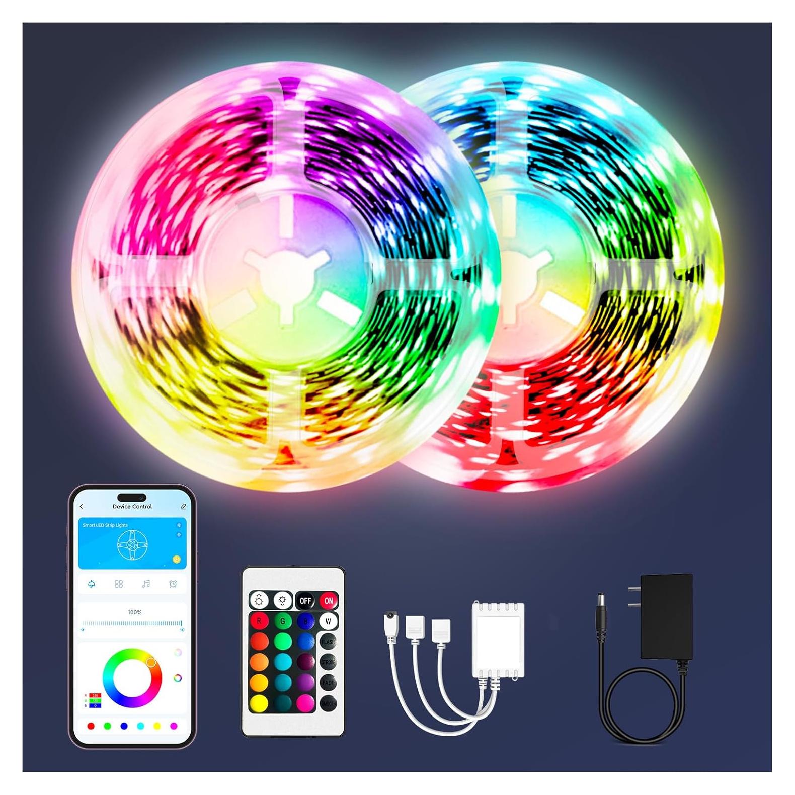 Luces de Tira LED Bluetooth PHOPOLLO 30.48m RGB Control App