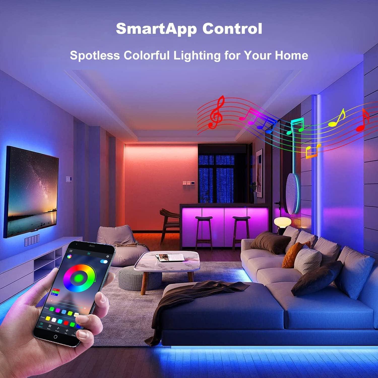 Luces de Tira LED Bluetooth PHOPOLLO 30.48m RGB Control App