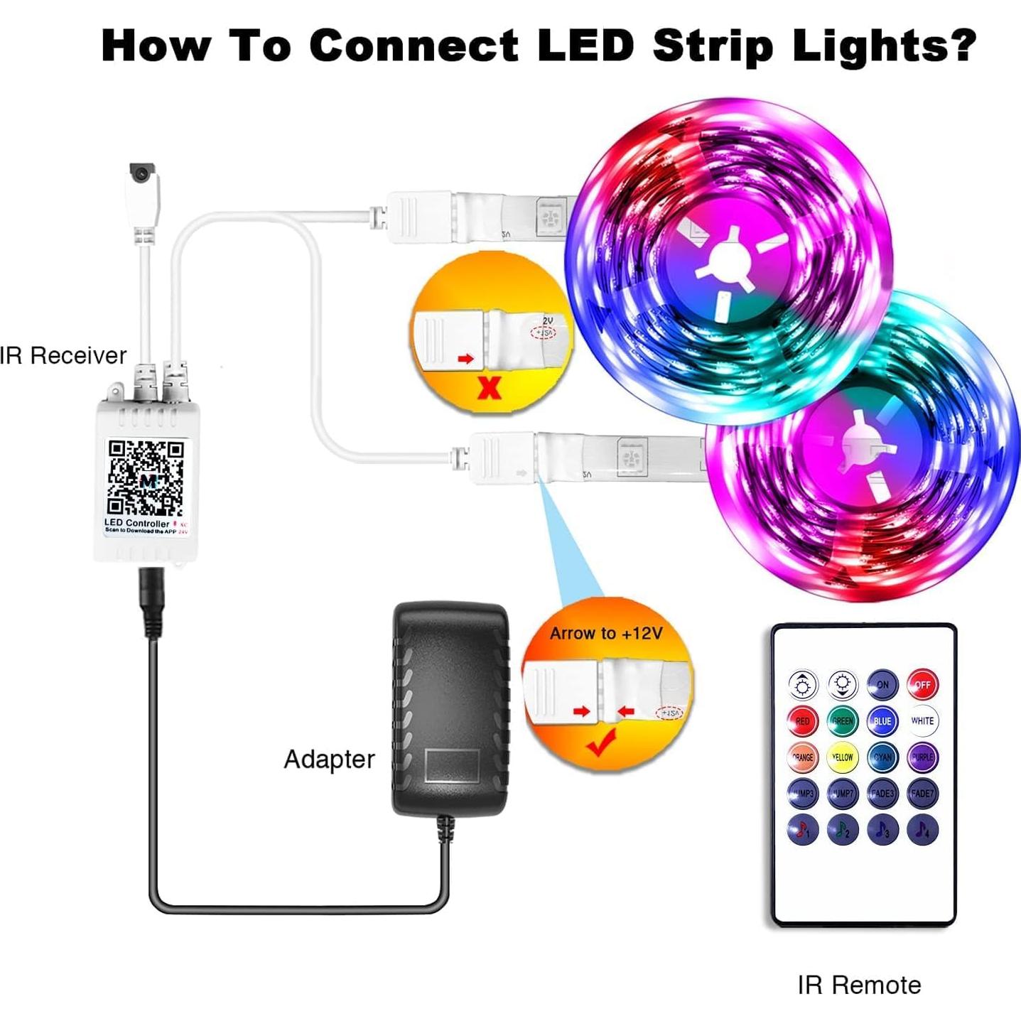 Luces de Tira LED Bluetooth PHOPOLLO 30.48m RGB Control App