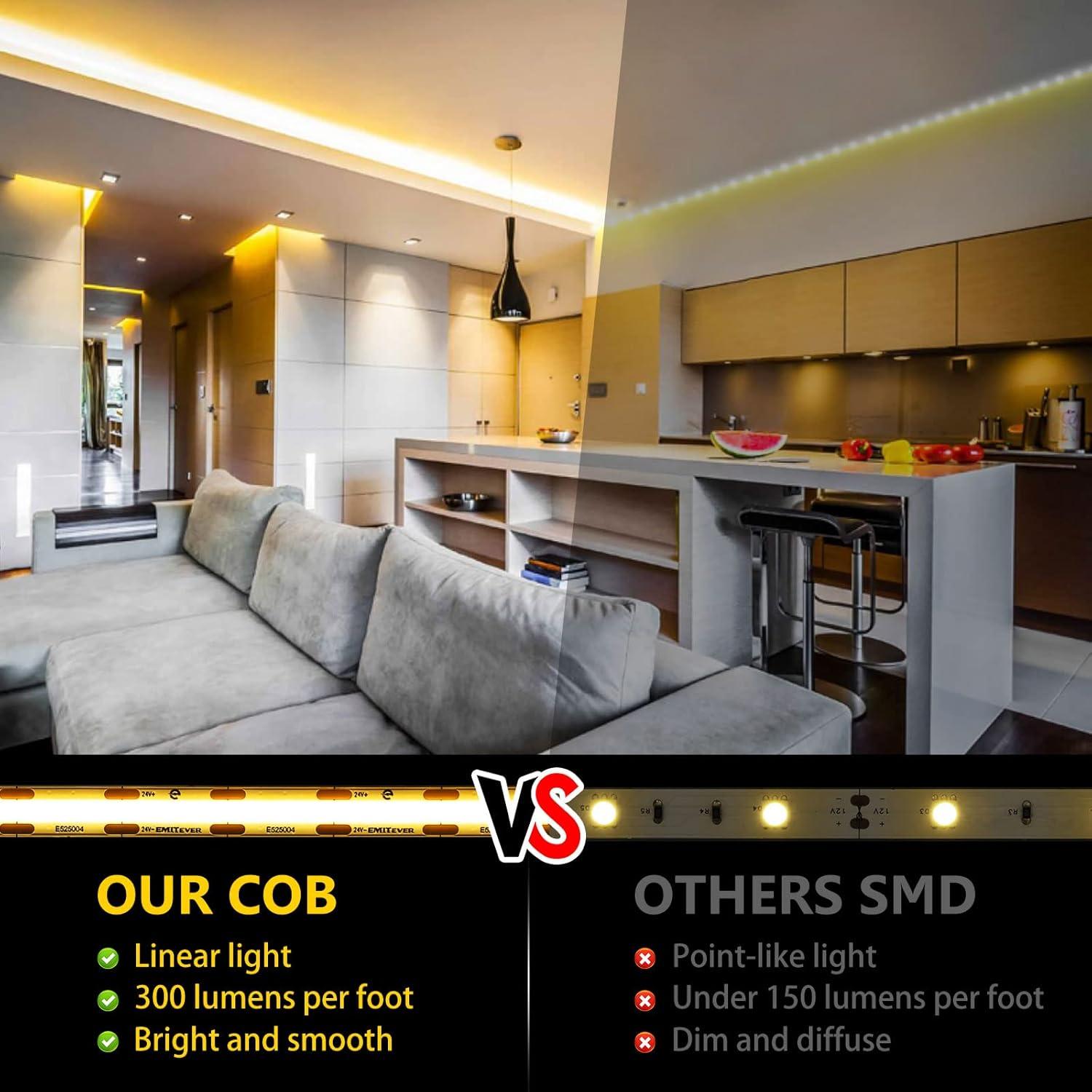 Tira de Luz LED COB Emitever 10M 3000K Regulable 24V