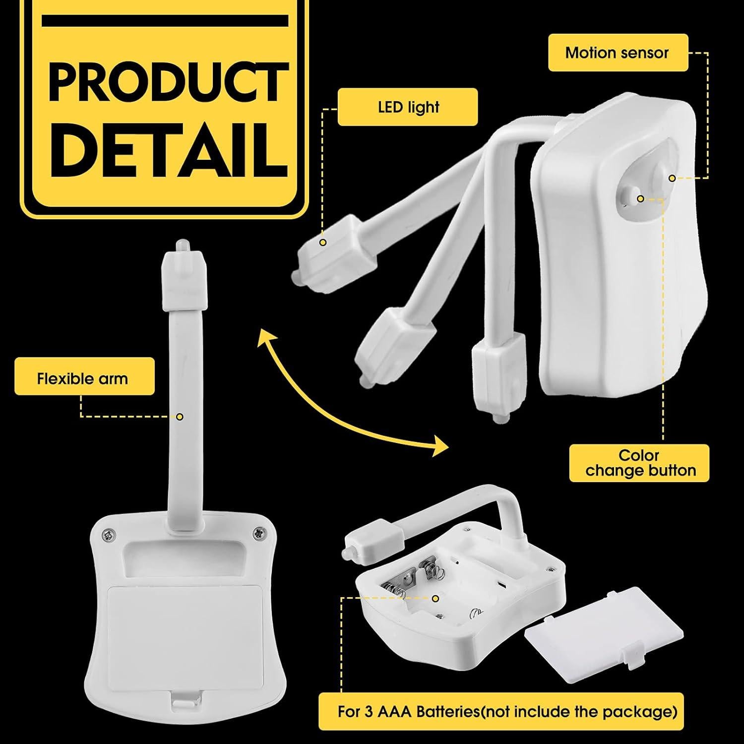 Luz Nocturna para Inodoro Honoson 6 Piezas LED 16 Colores