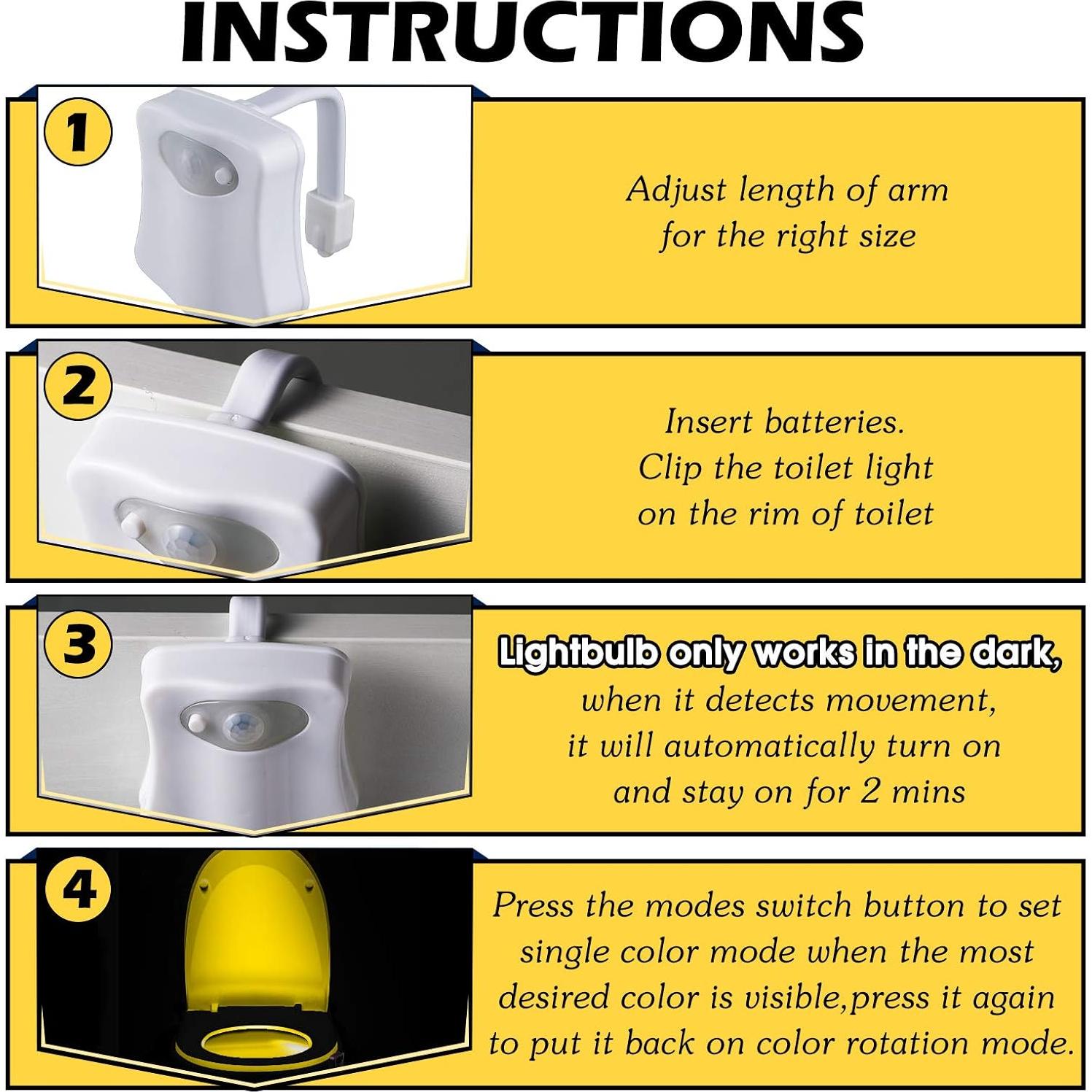 Luz Nocturna para Inodoro Honoson 6 Piezas LED 16 Colores