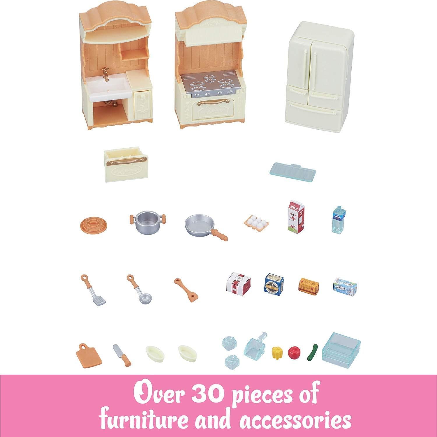 Juego de Cocina Calico Critters - 37 Piezas y Accesorios