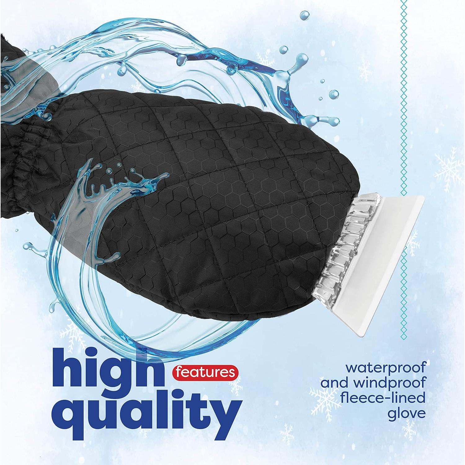 Raspador de Hielo SCRUBIT con Guante Impermeable - Negro