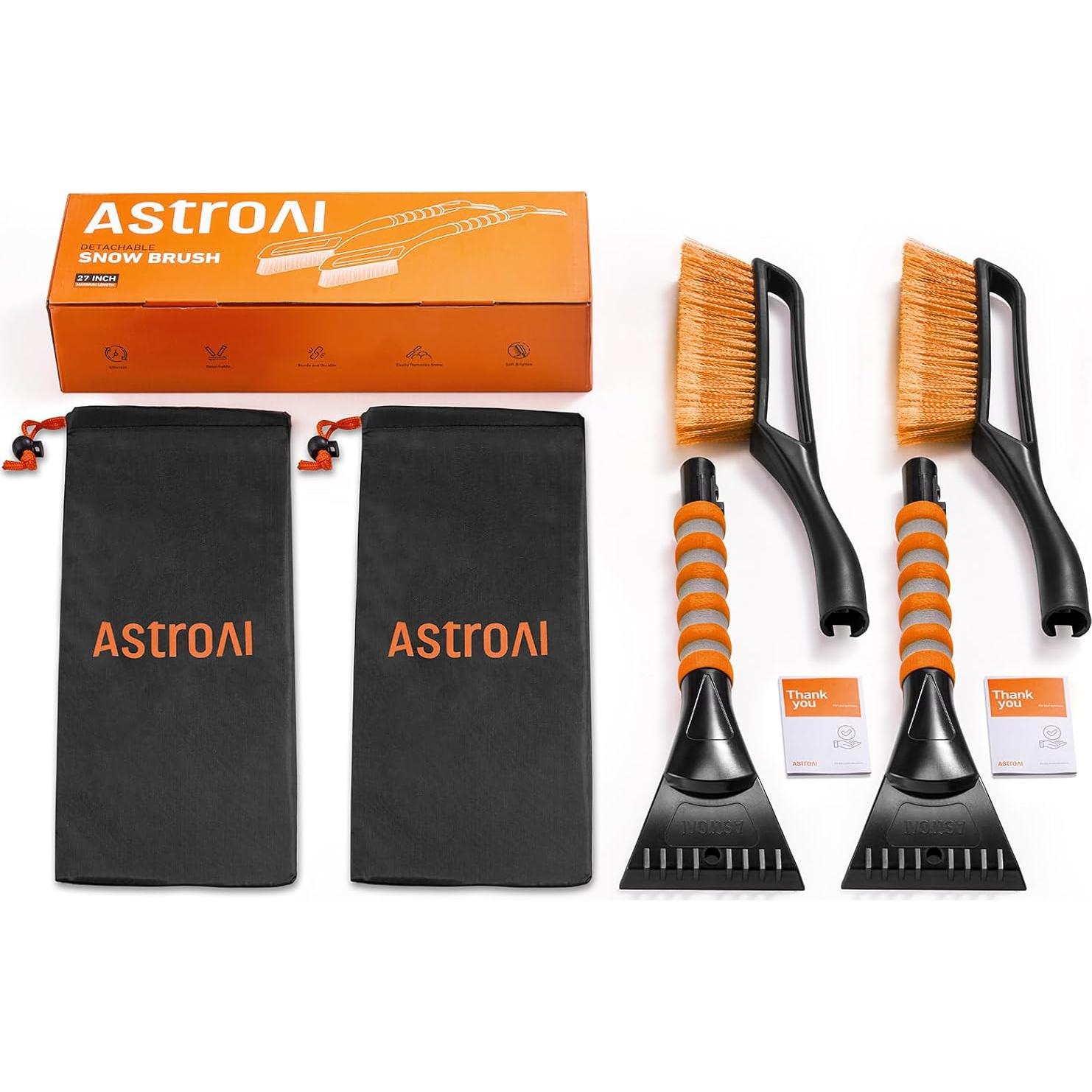 Kit de Cepillo de Nieve y Raspador AstroAI 68.58 cm Naranja