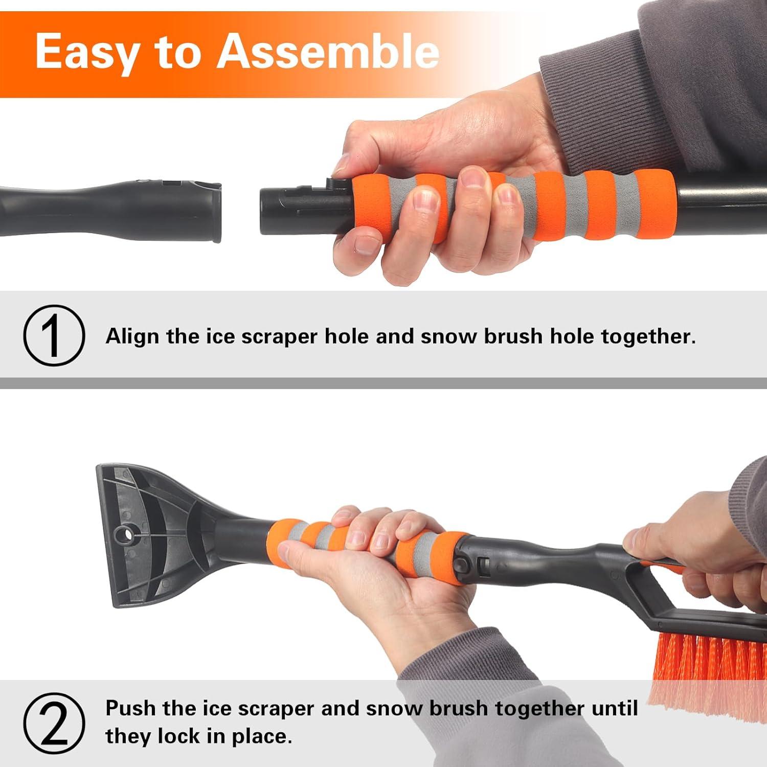Cepillo de Nieve y Raspador de Hielo LoyaGour 2 en 1 Naranja
