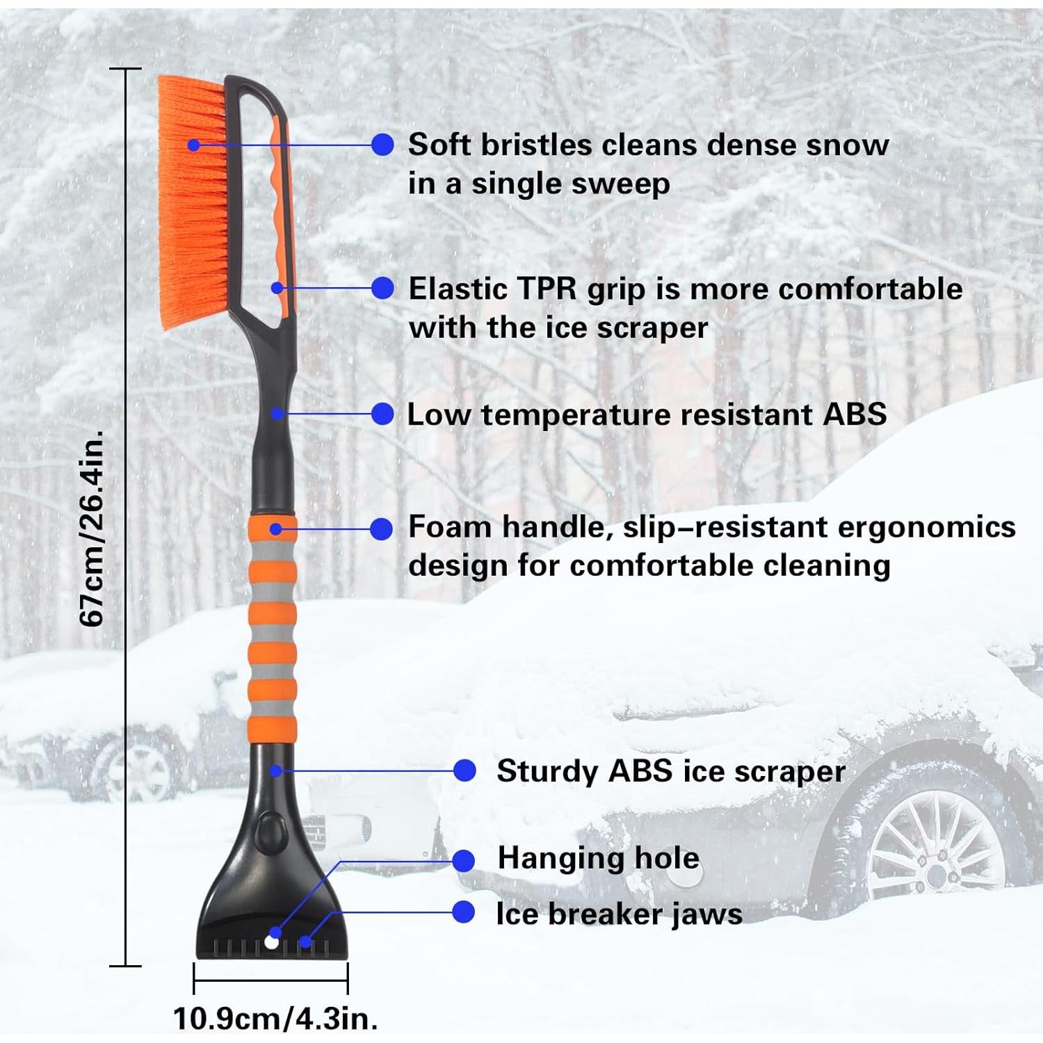 Cepillo de Nieve y Raspador de Hielo LoyaGour 2 en 1 Naranja