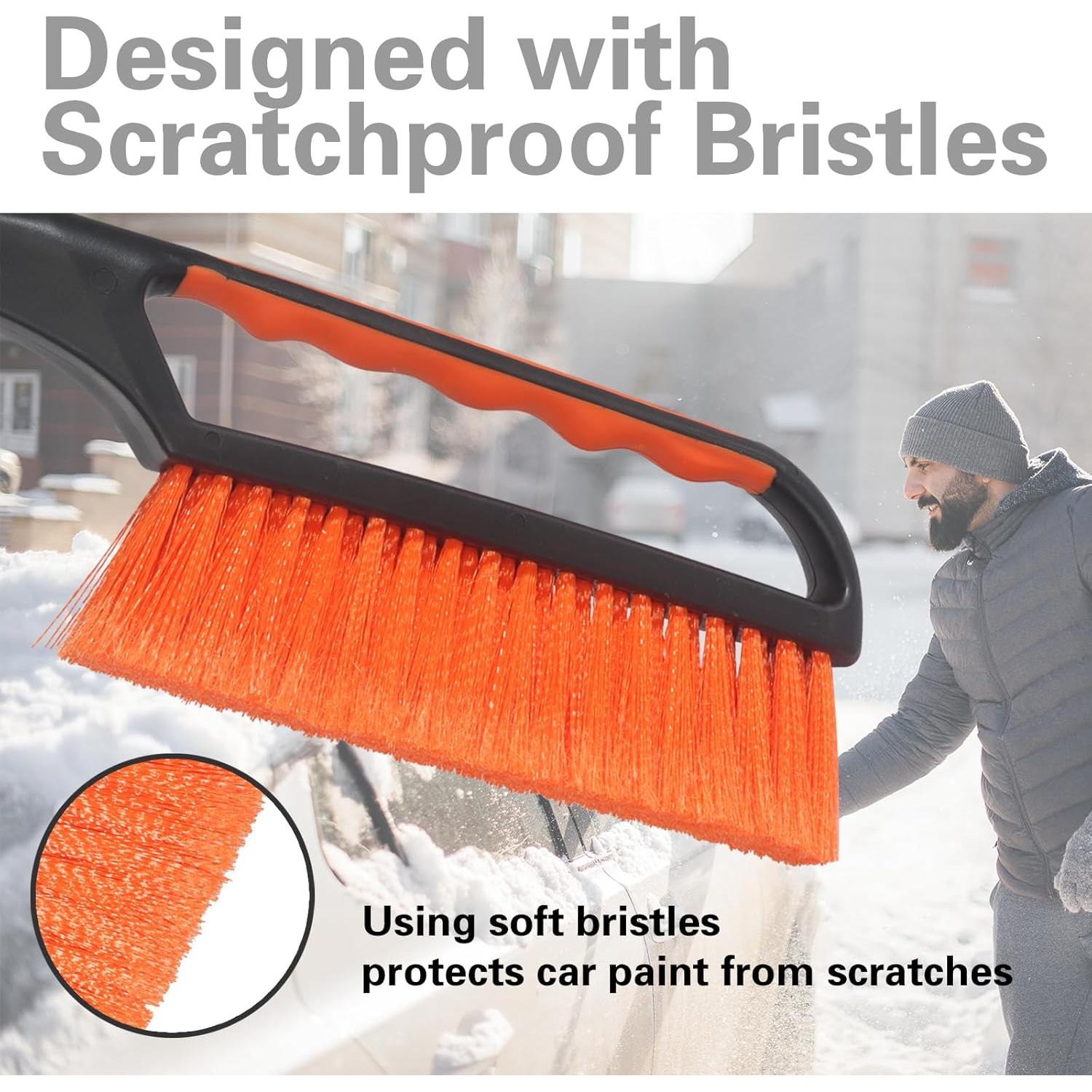 Cepillo de Nieve y Raspador de Hielo LoyaGour 2 en 1 Naranja