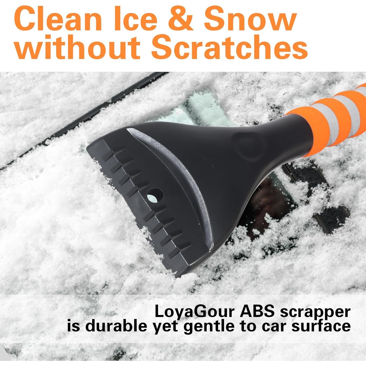 Cepillo de Nieve y Raspador de Hielo LoyaGour 2 en 1 Naranja