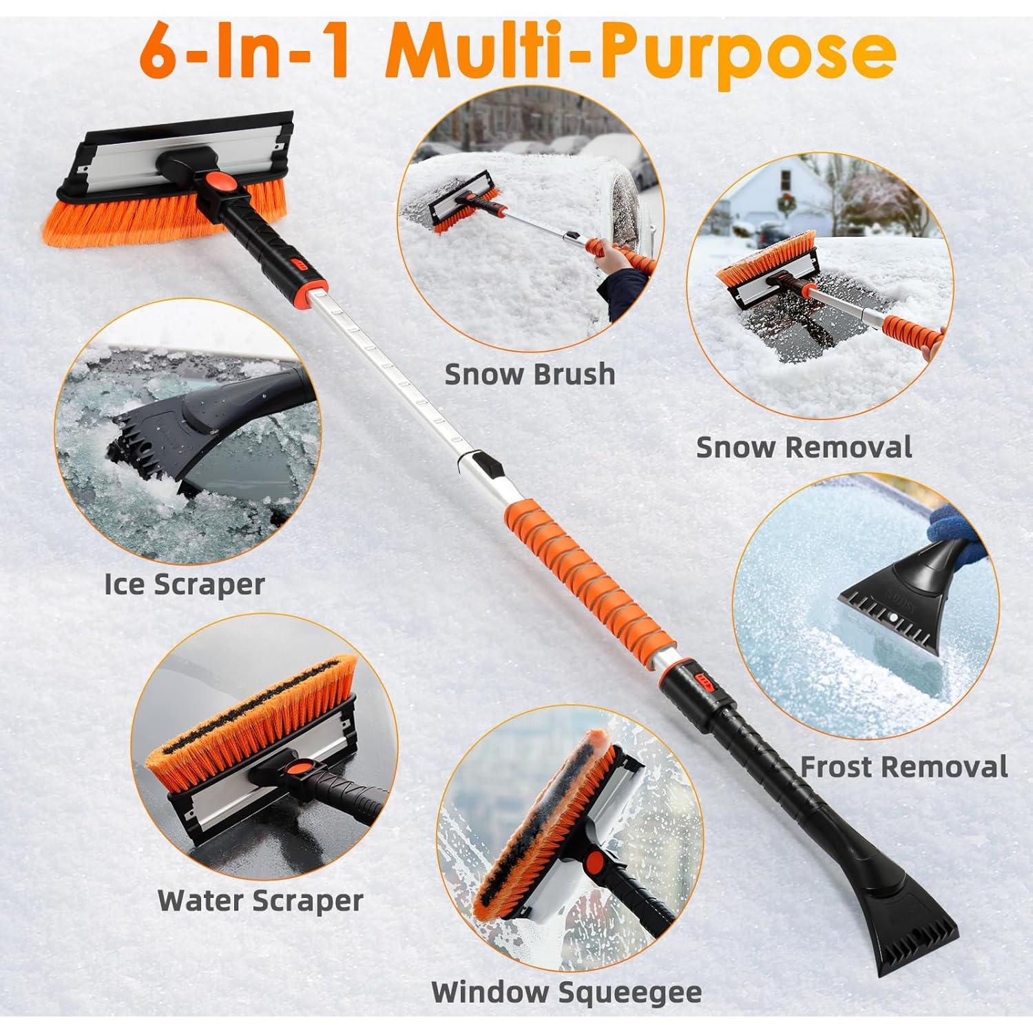 Raspador de Hielo AstroAI 120 cm con Limpiaparabrisas Naranja