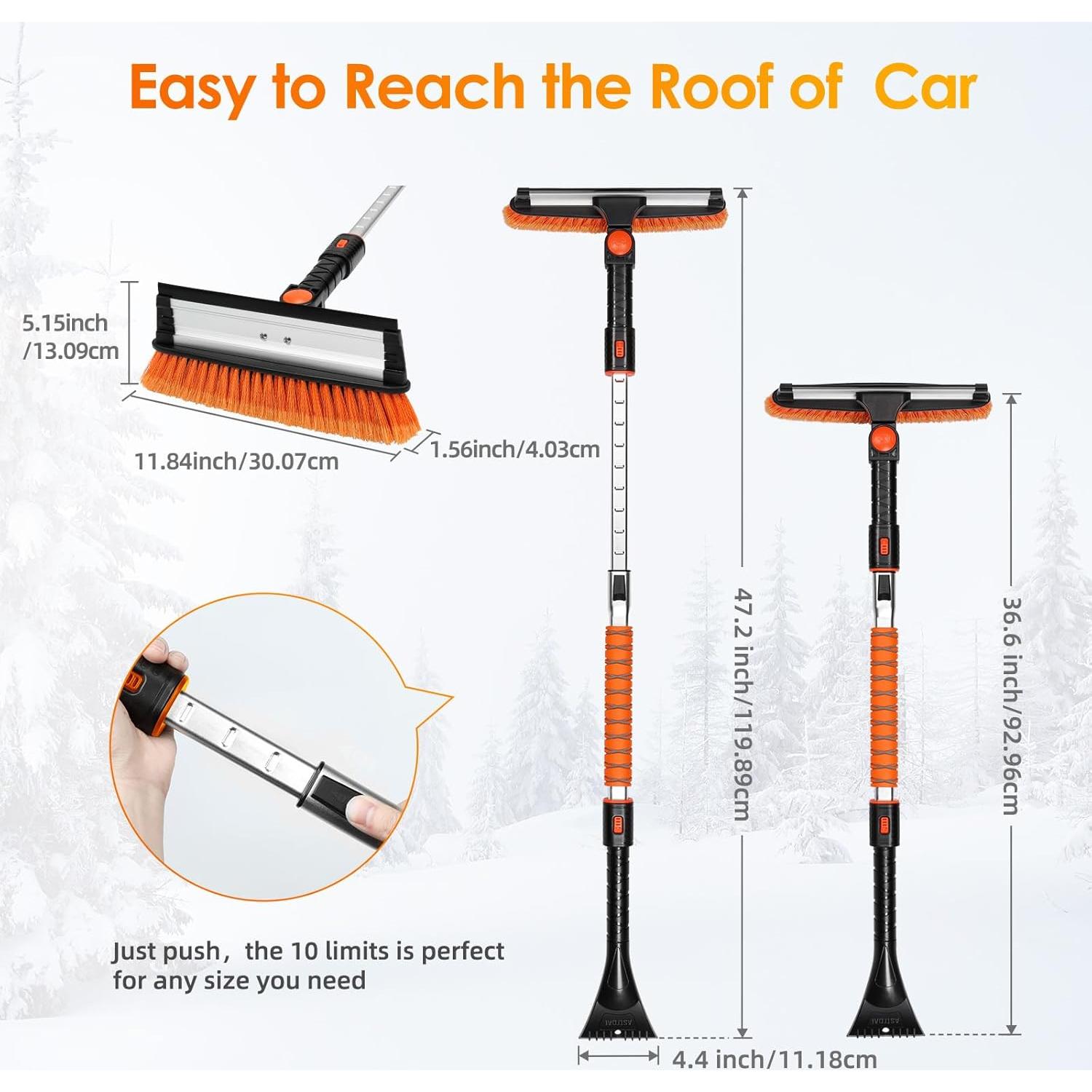 Raspador de Hielo AstroAI 120 cm con Limpiaparabrisas Naranja