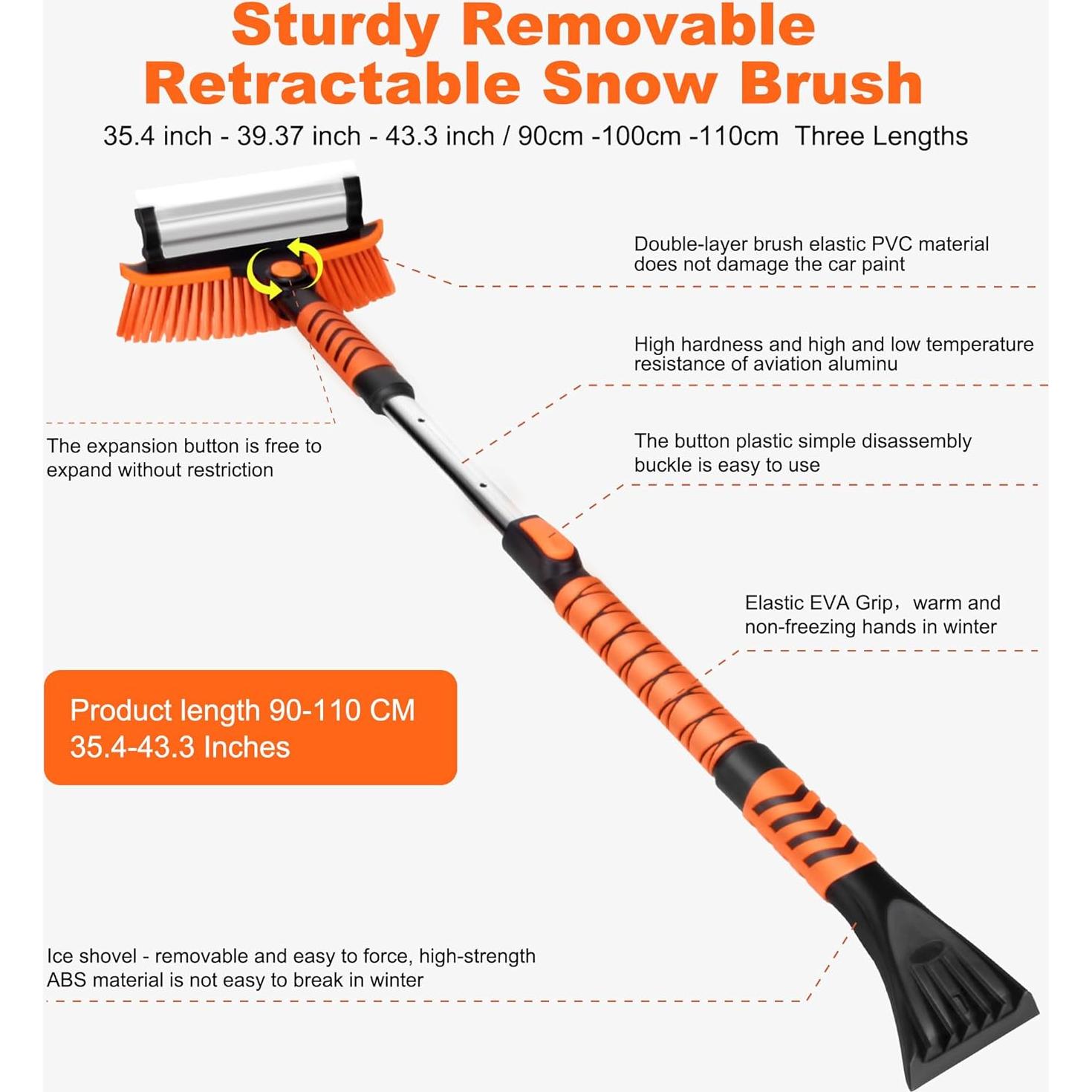 Raspador de Hielo JAGASOL 3 en 1 con Cepillo y Mango Telescópico