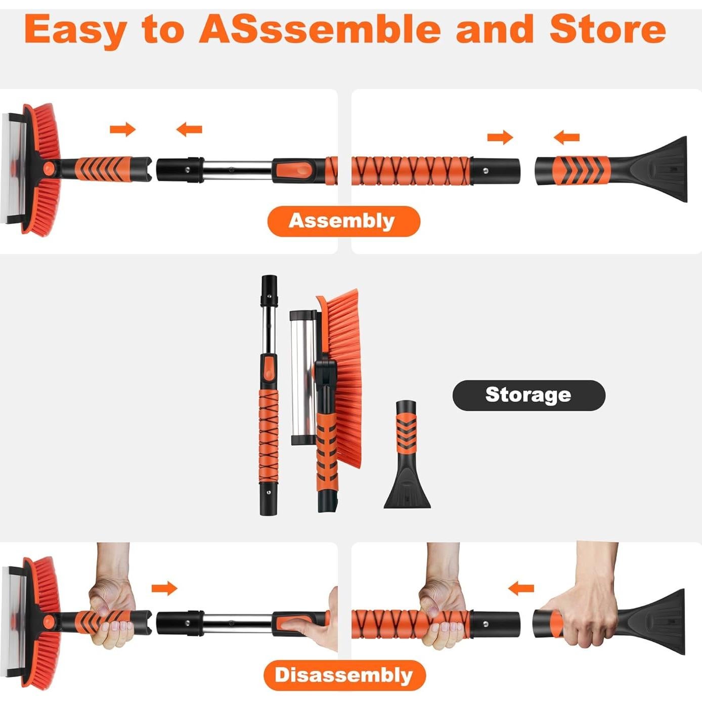 Raspador de Hielo JAGASOL 3 en 1 con Cepillo y Mango Telescópico