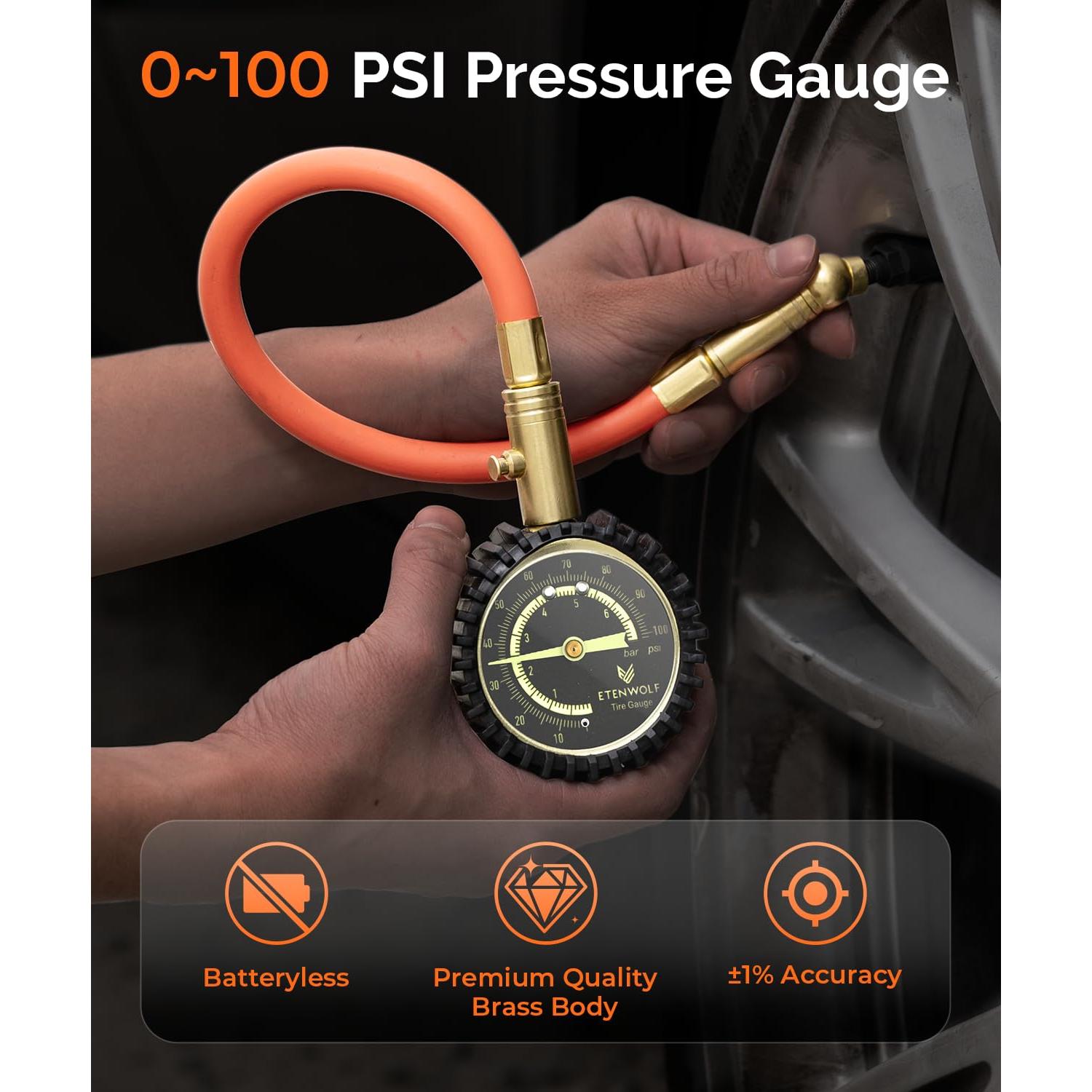 Medidor de Presión de Neumáticos ETENWOLF 0-100 PSI