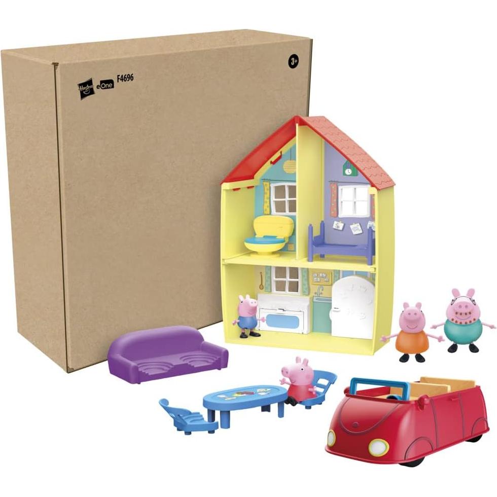 Casa de Peppa Pig con 4 Figuras y Coche Rojo - Hasbro