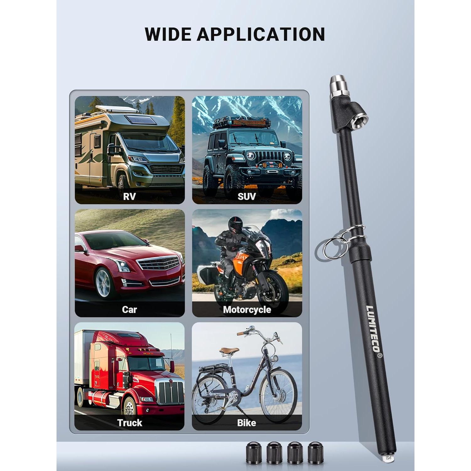 Medidor de presión de neumáticos LUMITECO 12" doble cabeza 10-150 PSI