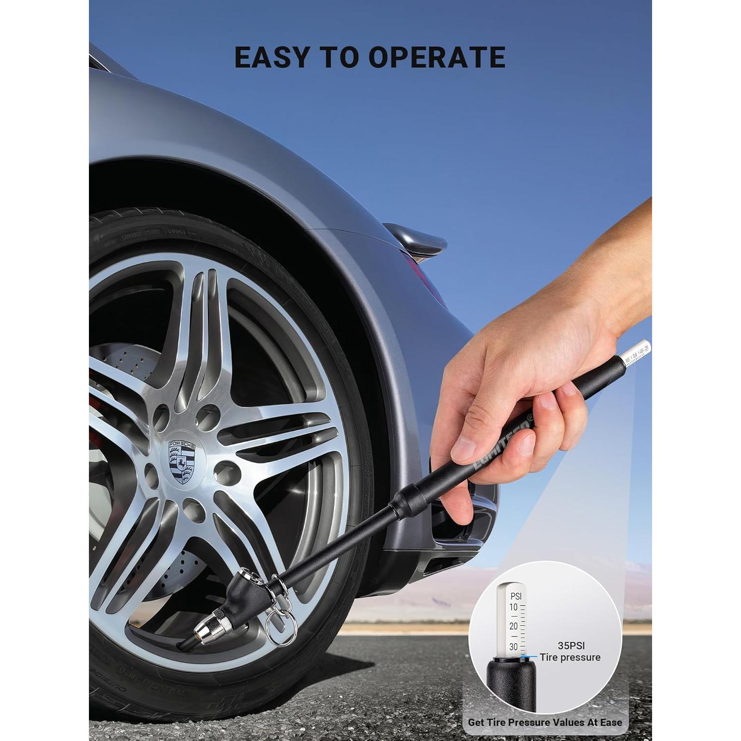 Medidor de presión de neumáticos LUMITECO 12" doble cabeza 10-150 PSI