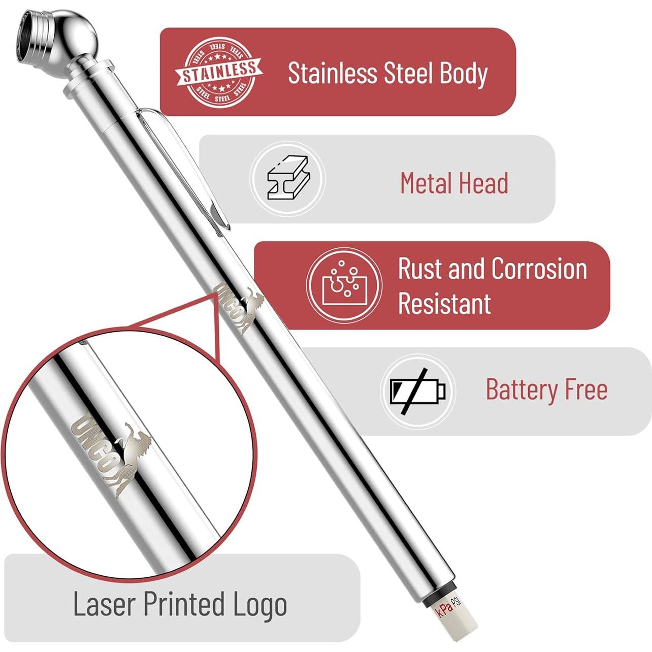 Medidor de Presión de Neumáticos UNCO - 2 Paquete, 10-75 PSI