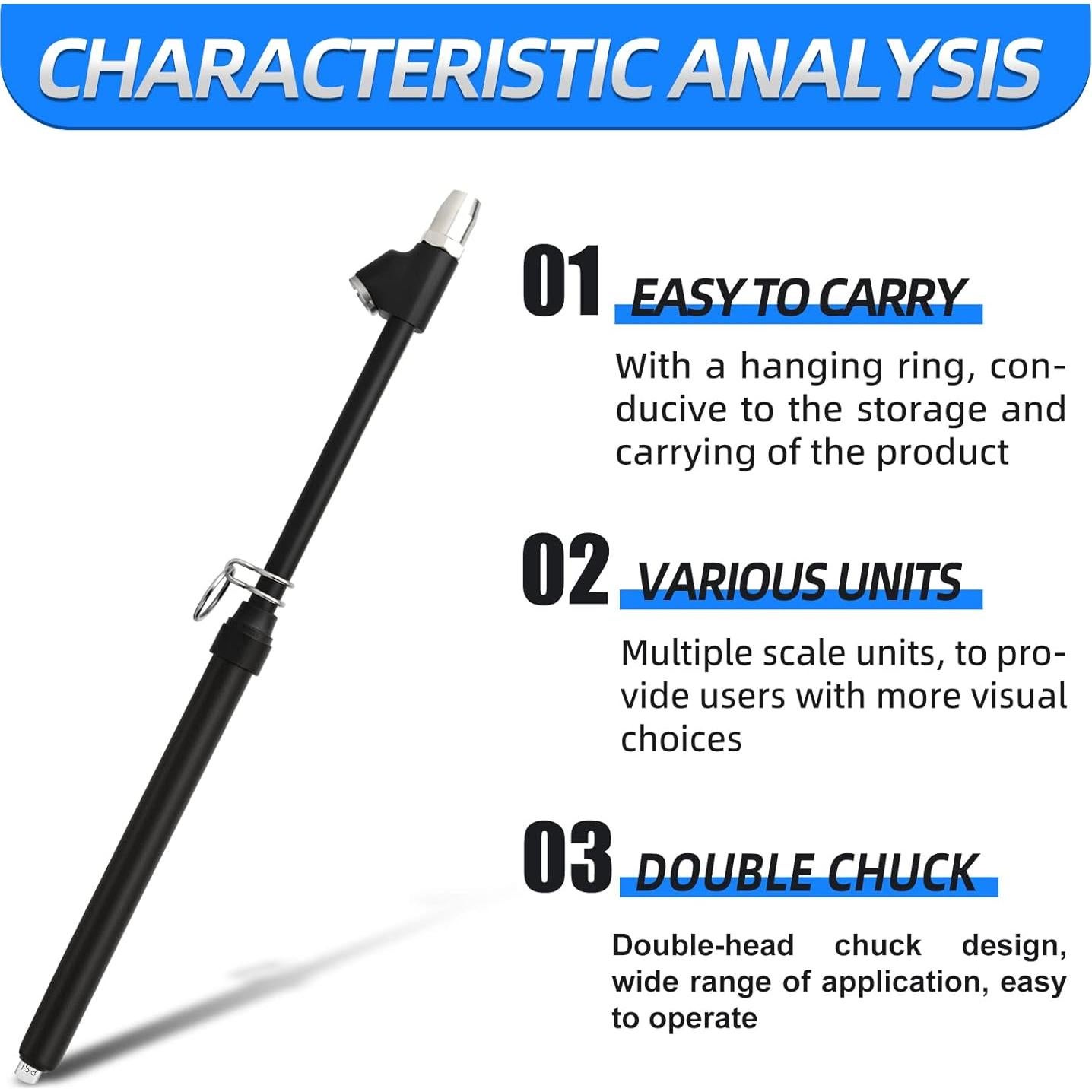 Medidor de Presión de Neumáticos MEANLIN 10-150 Psi Doble Cabeza